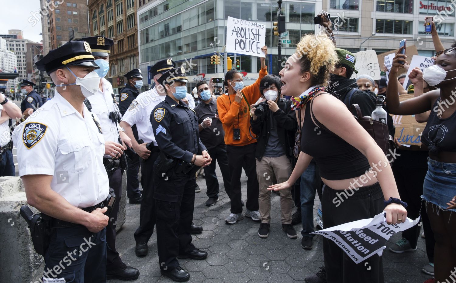 People Yell Police Officers During Protest Editorial Stock Photo ...