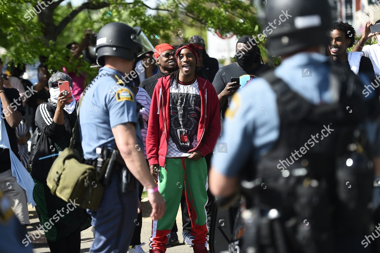 Protesters Taunt Police Officers During Protests Editorial Stock Photo ...