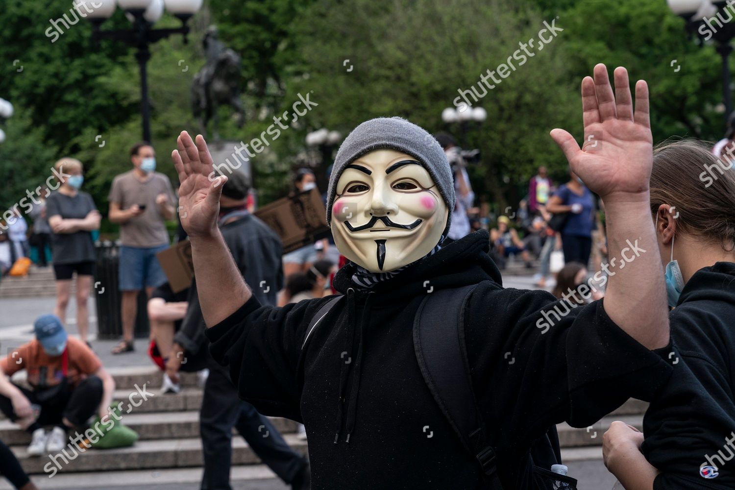 Man Wearing Anonymous Mask Attends Protest Editorial Stock Photo ...
