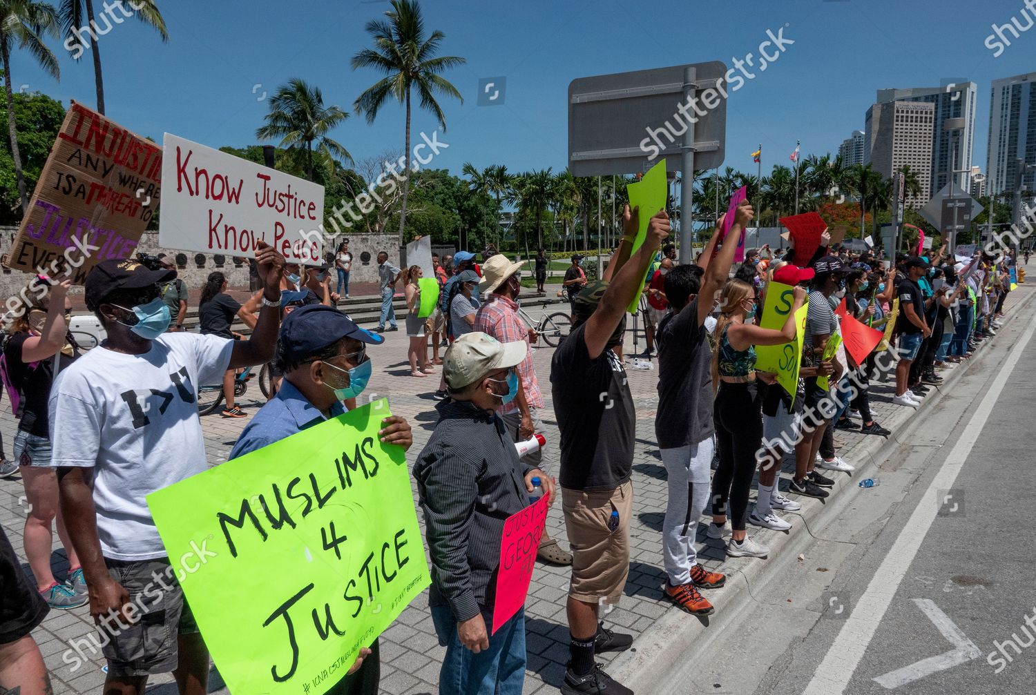 Protesters March Through Downtown Miami Response Editorial Stock Photo ...