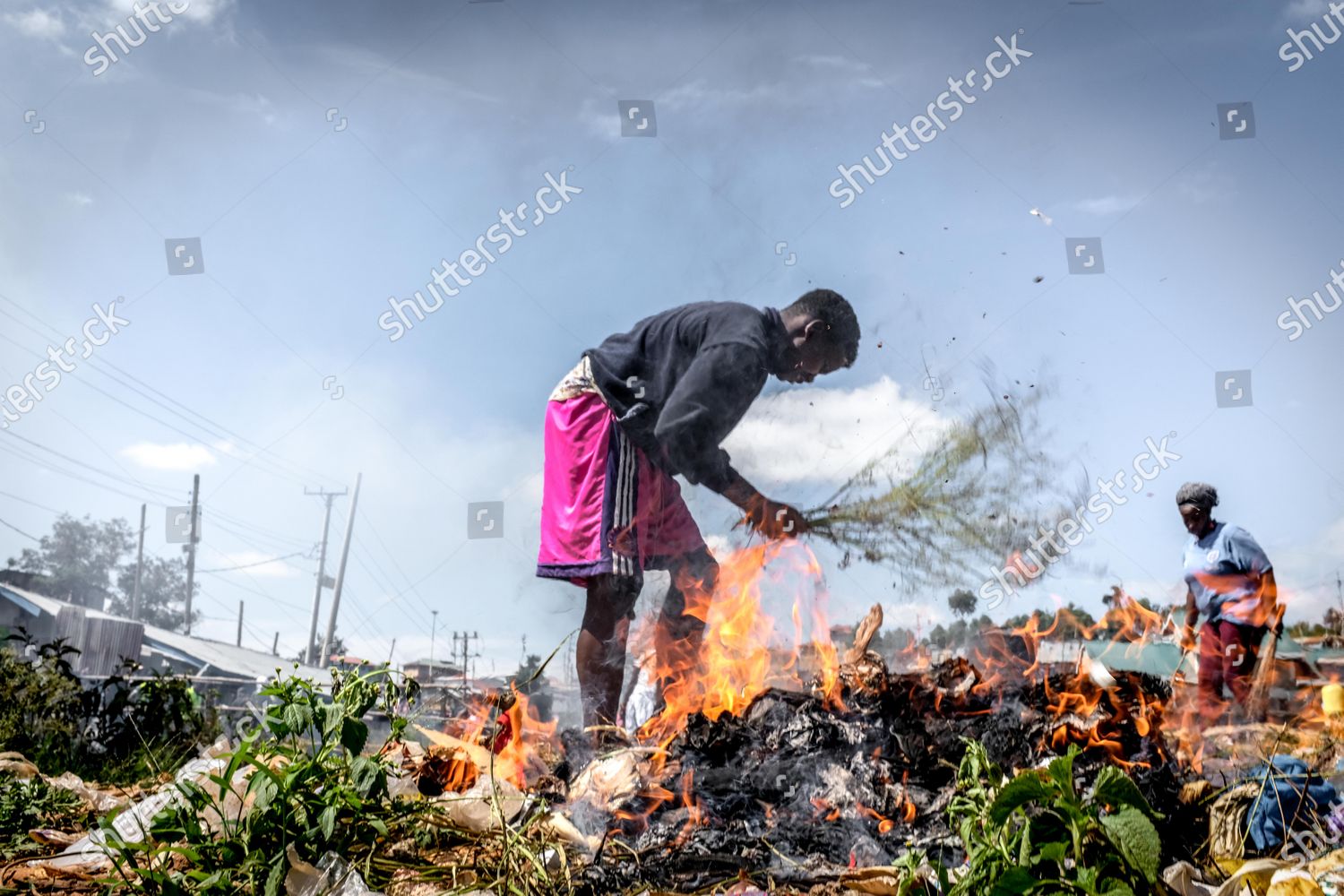 Local Residents Seen Burning Rubbish Around Editorial Stock Photo ...