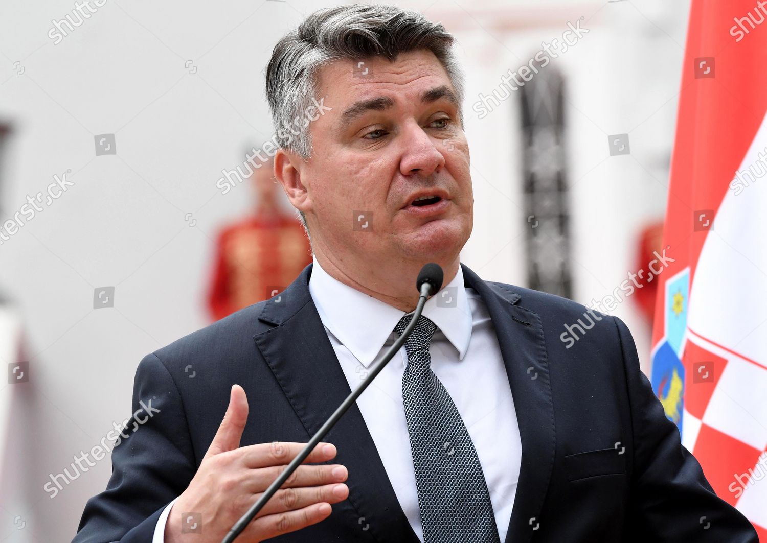 Croatian President Zoran Milanovic Speaks During Editorial Stock Photo