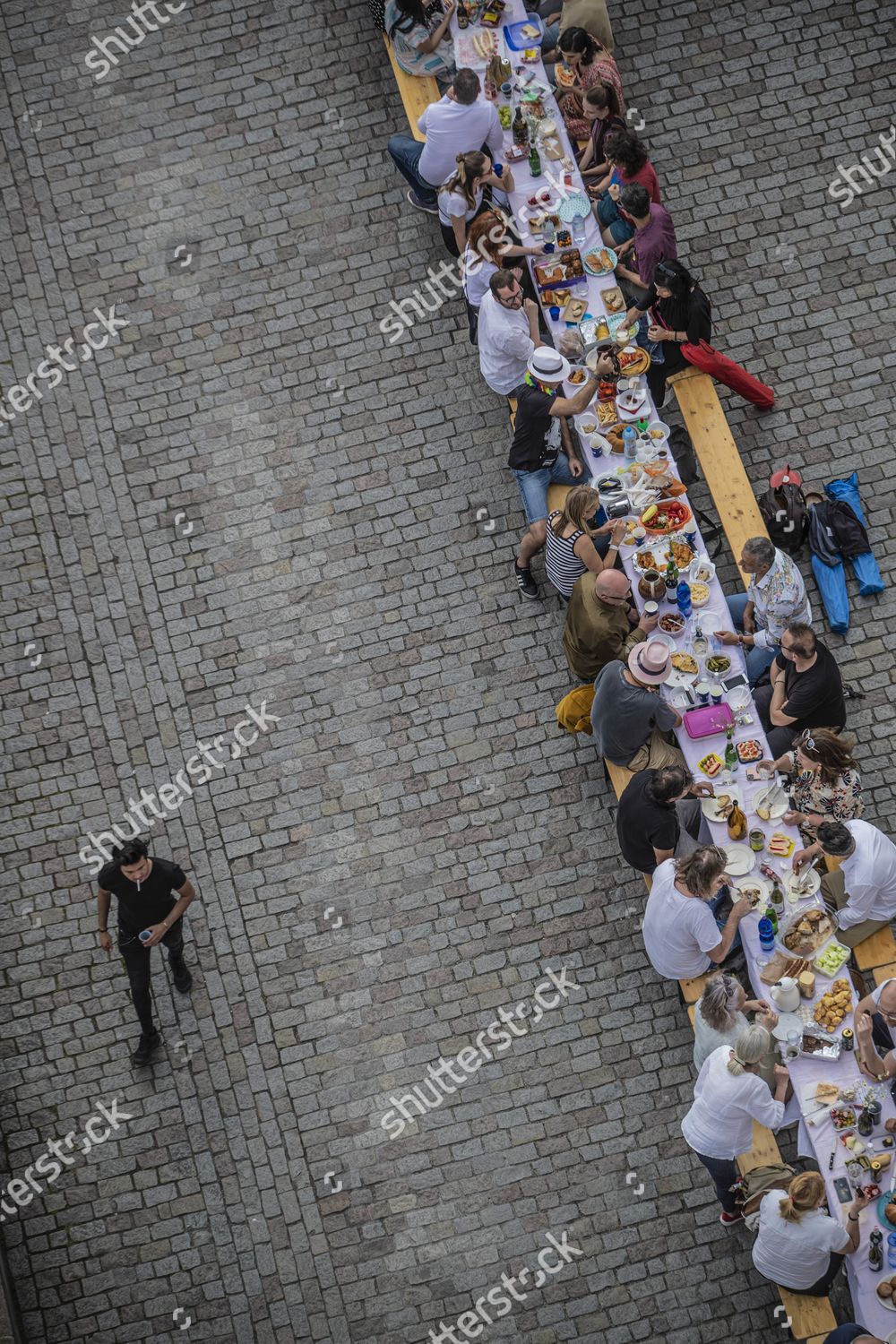 Aerial View Diners Sitting Gigantic Table Measuring Editorial Stock Photo Stock Image Shutterstock