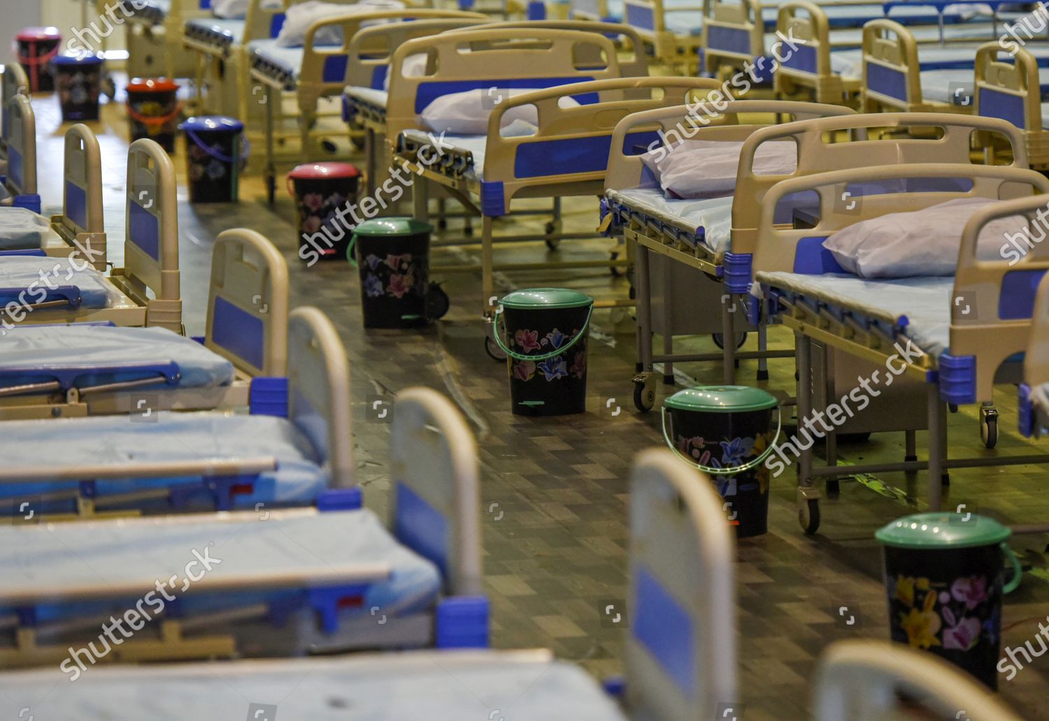Empty Beds Oxygen Bins Next Them Editorial Stock Photo Stock Image