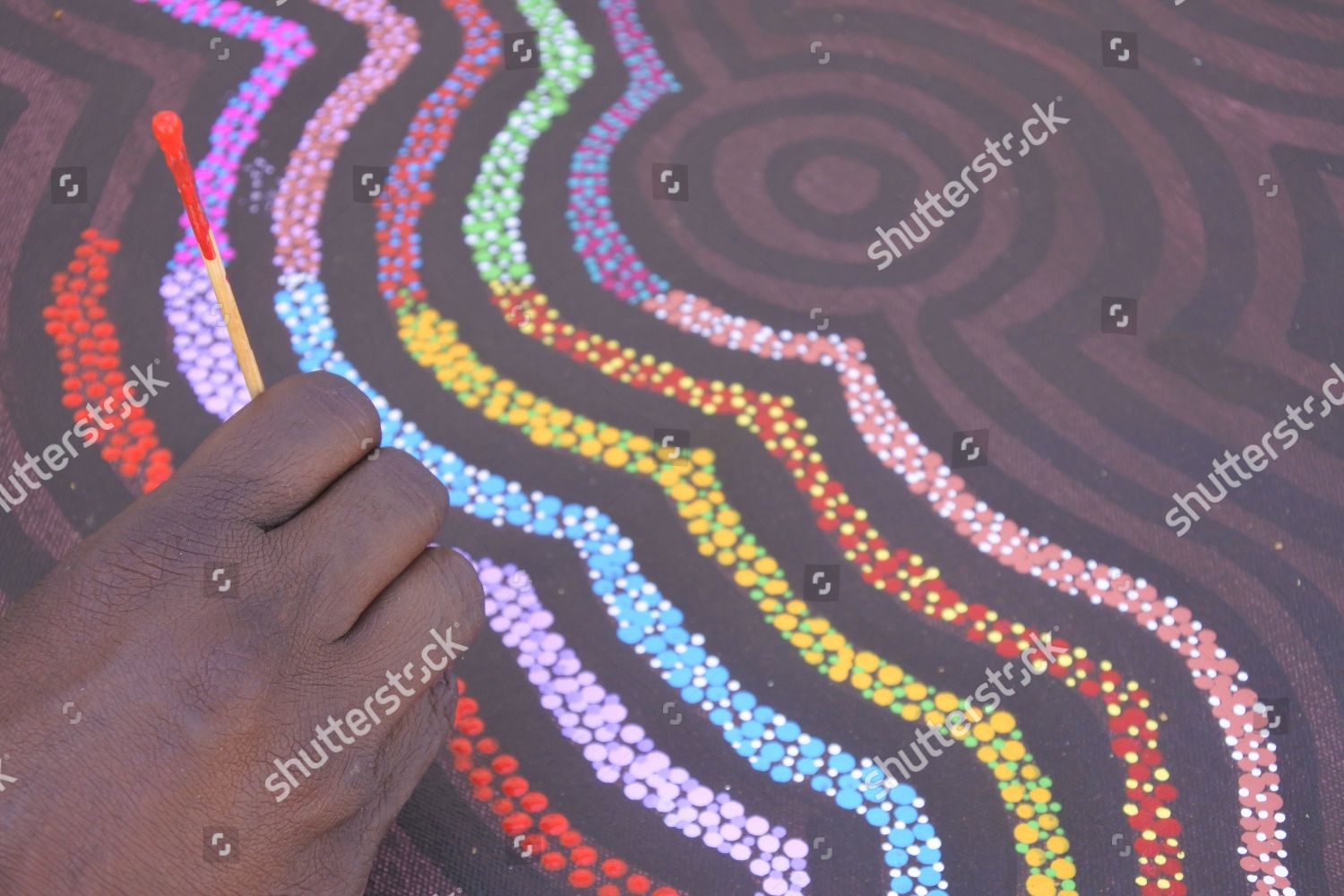 Aboriginal Artist Dot Paintingbefore Indigenous Australian Art Editorial Stock Photo Stock Image Shutterstock