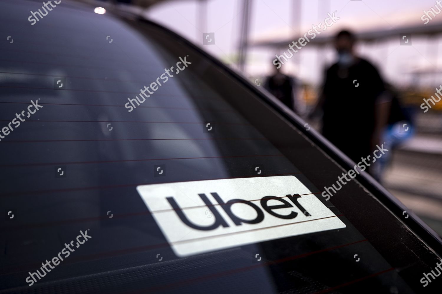 Uber sticker displayed on car LAX Rideshare Editorial Stock Photo 