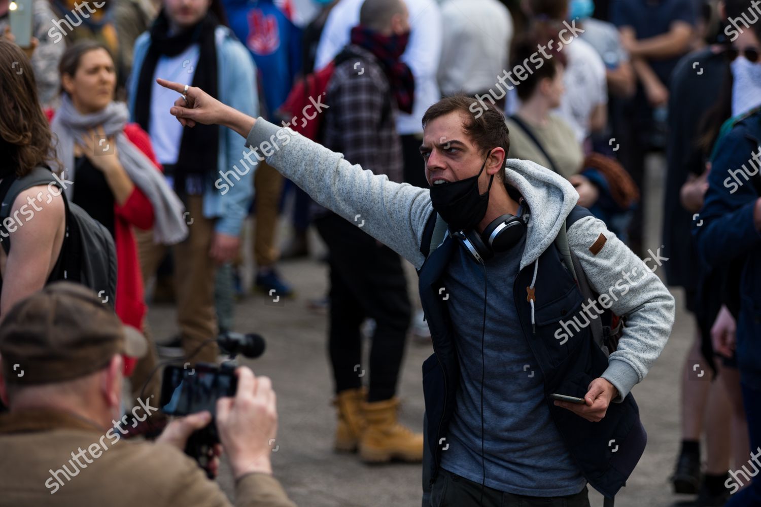 Man Passionately Yells Police Rallies Crowd Editorial Stock Photo ...