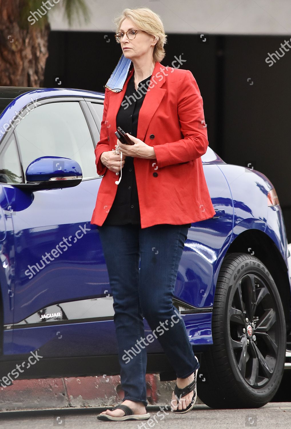 Jane Lynch Runs Errands Red Blazer Editorial Stock Photo - Stock Image