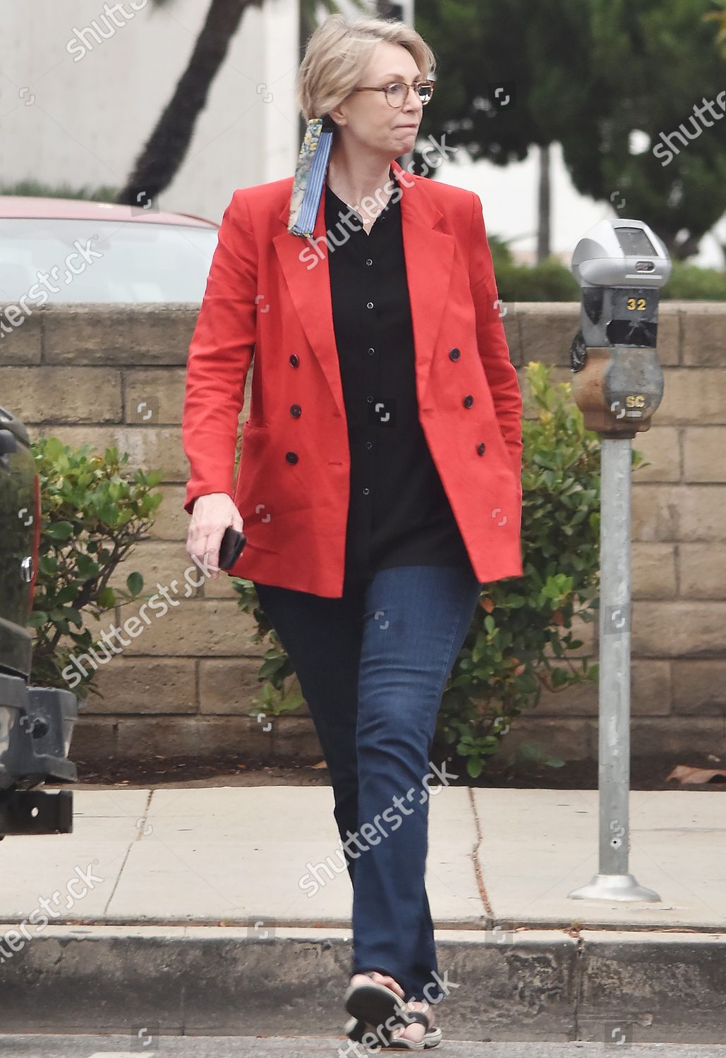 Jane Lynch Runs Errands Red Blazer Editorial Stock Photo - Stock Image