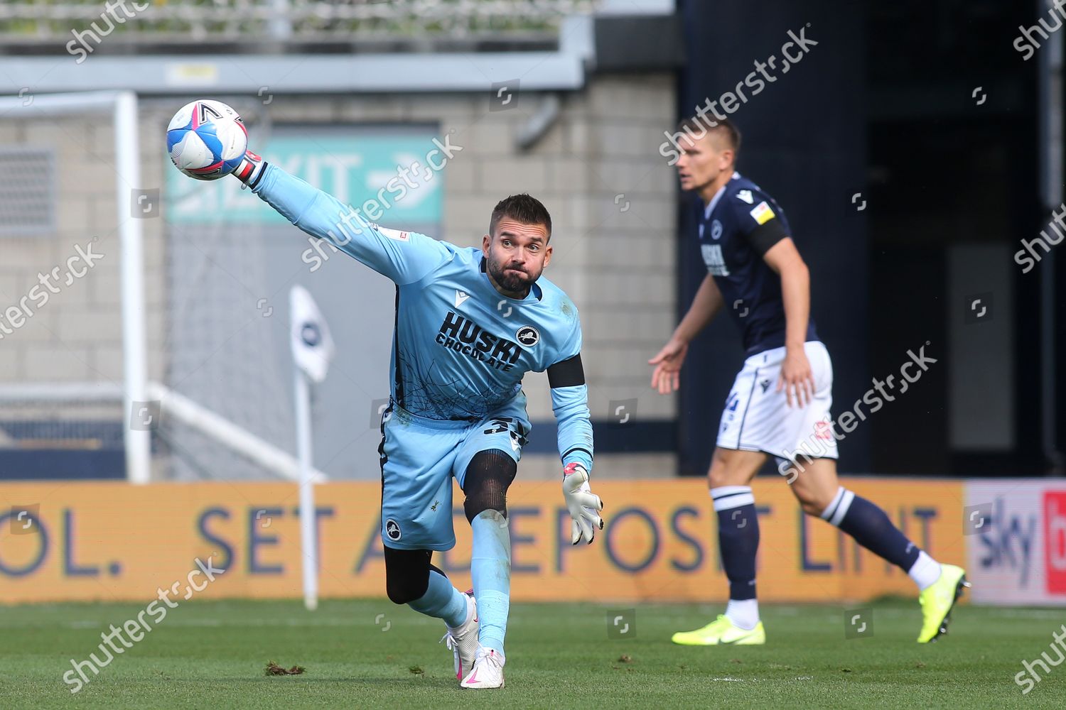 Goalkeeper Bartosz Bialkowski Millwall Thumps Ball Editorial Stock