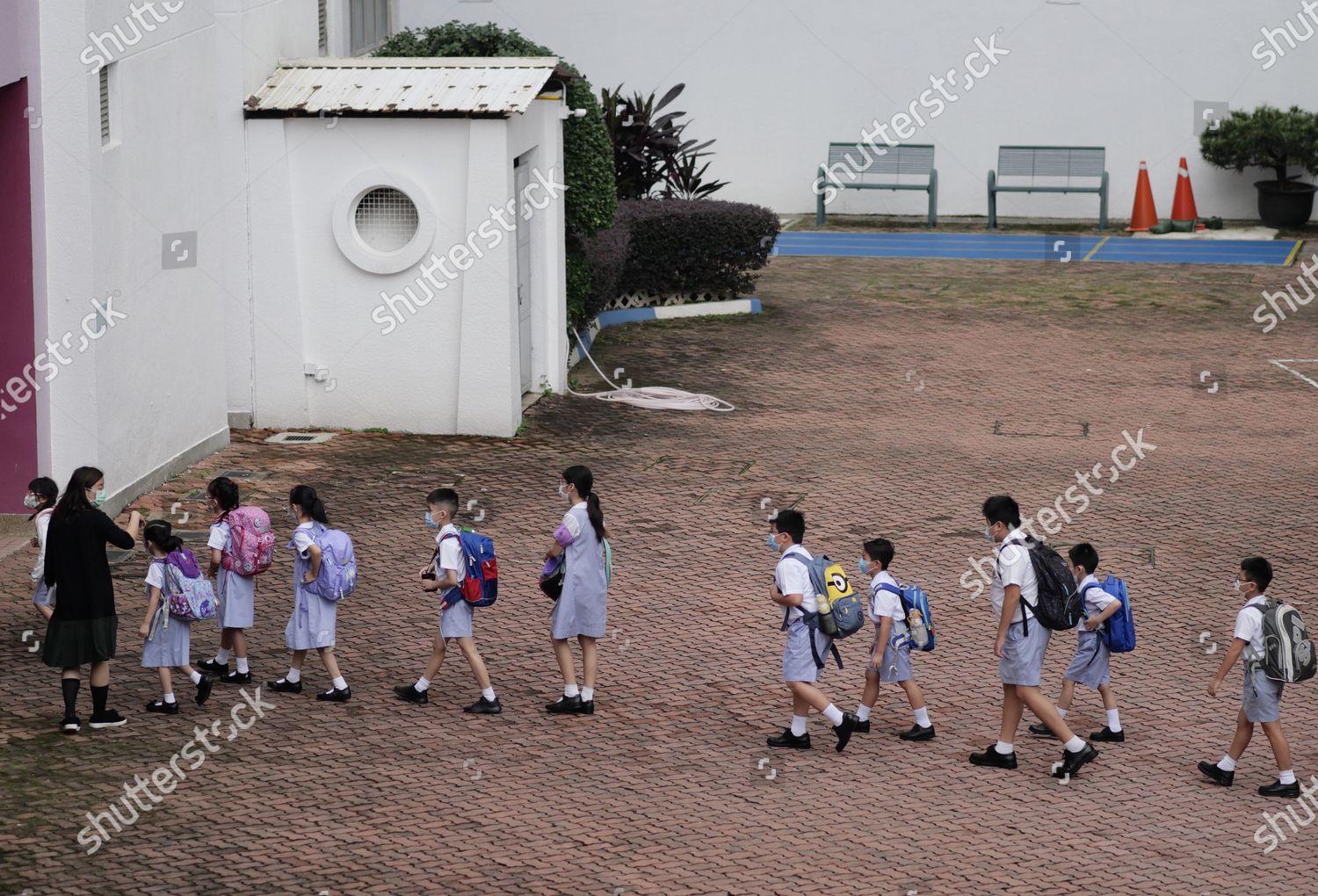 Pupils Queue Enter Primary School Hong Editorial Stock Photo - Stock ...