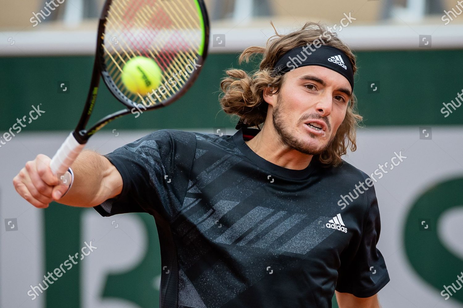 Stefanos Tsitsipas Greece Hits Return During Editorial Stock Photo ...