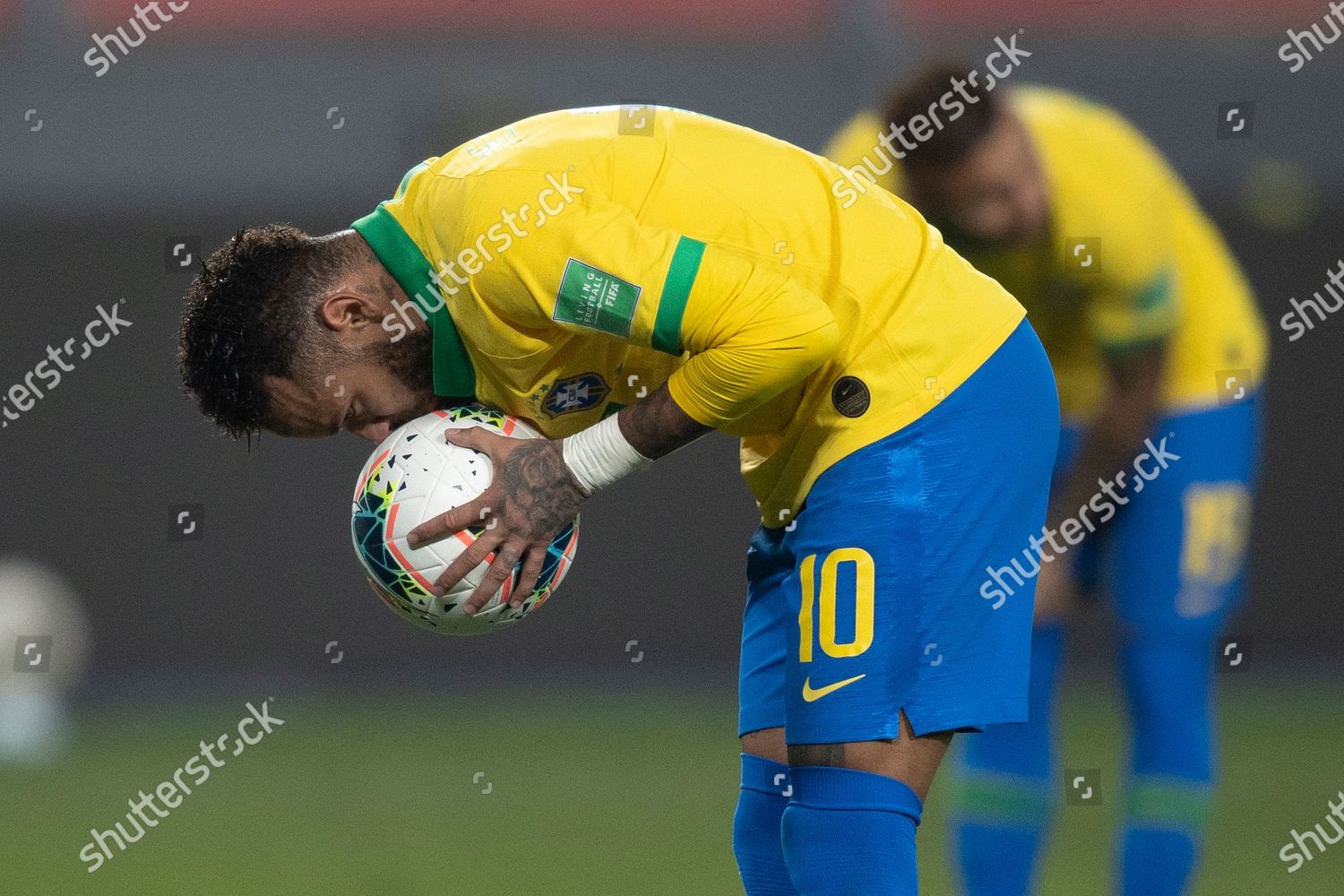 Neymar Brazil Kisses Ball Before He Editorial Stock Photo - Stock Image ...