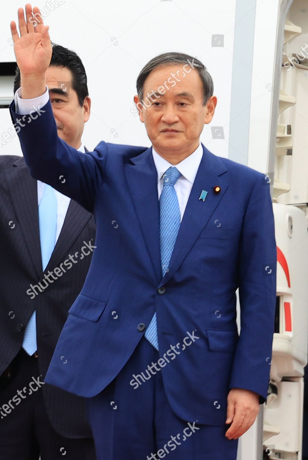 Japanese Prime Minister Yoshihide Suga Waves Editorial Stock Photo ...