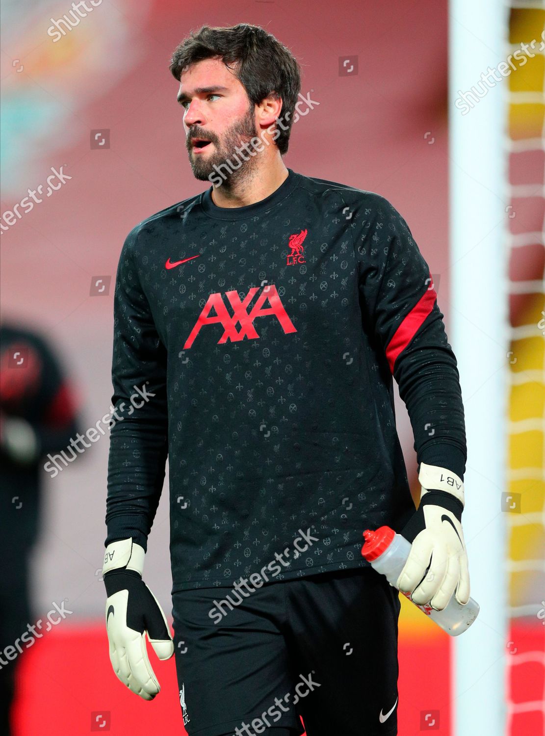 Liverpools Goalkeeper Alisson Warms English Premier Editorial Stock