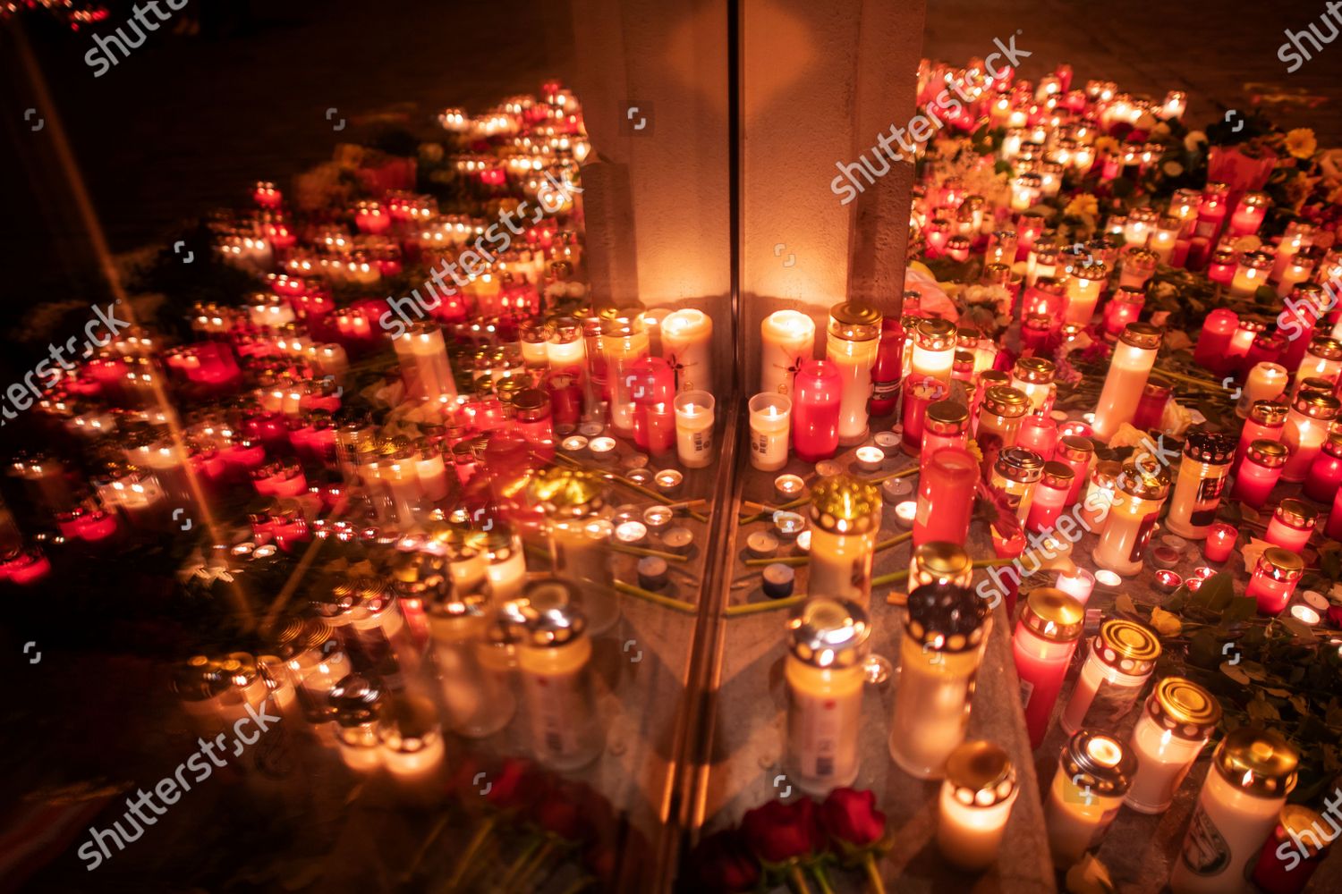 Candles Wreath Seen Crime Scene Multiple Editorial Stock Photo - Stock ...