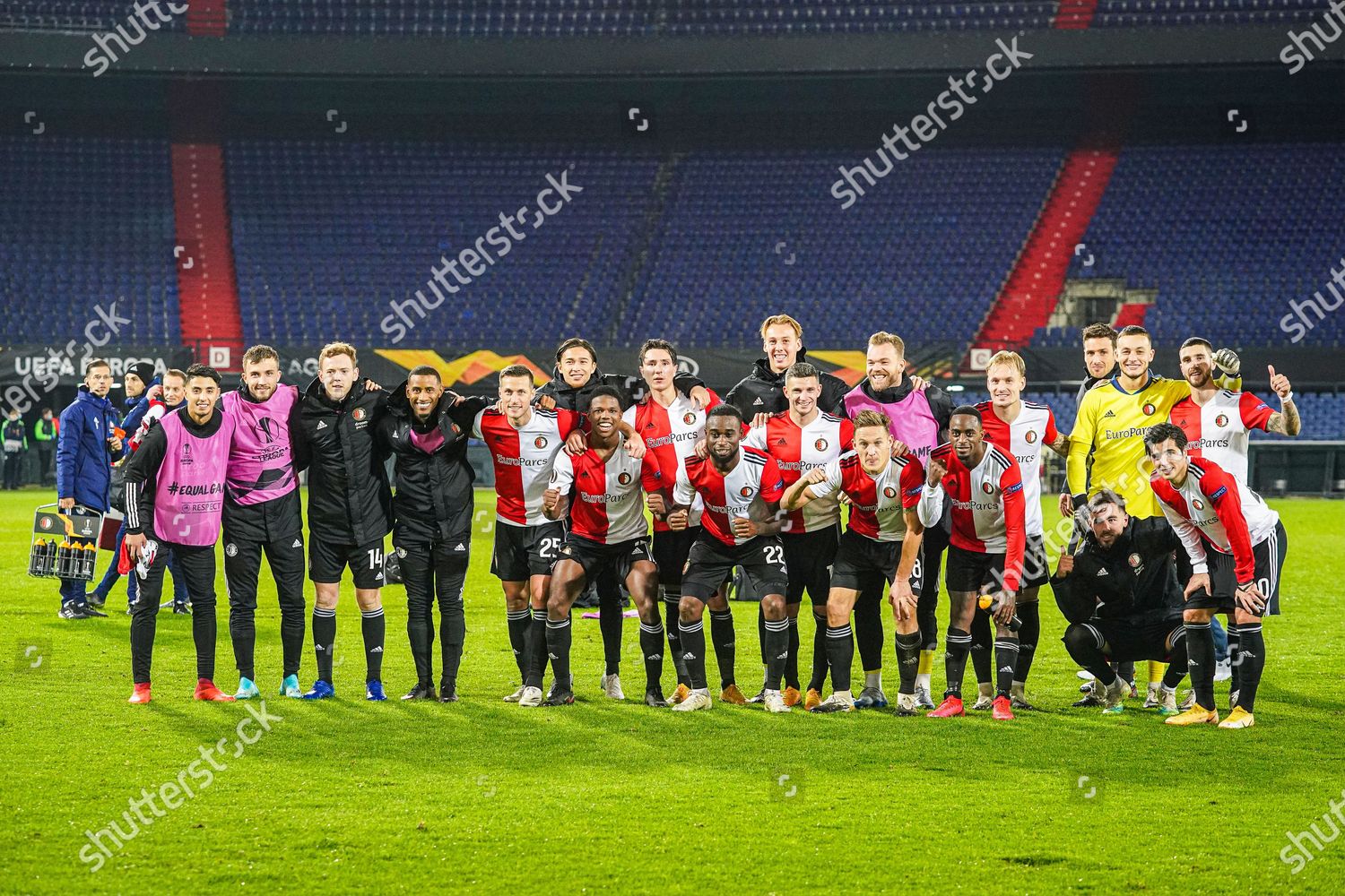 Players Feyenoord Celebrate Victory During Uefa Editorial Stock Photo ...