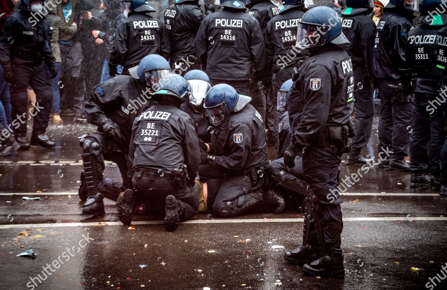 German Riot Police Fire Water Cannons Editorial Stock Photo - Stock ...