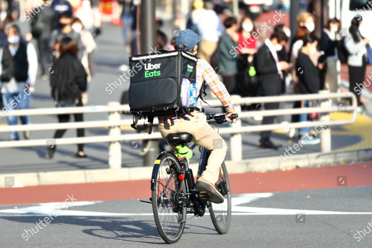 Uber Eats food delivery courier seen Tokyo Editorial Stock Photo 