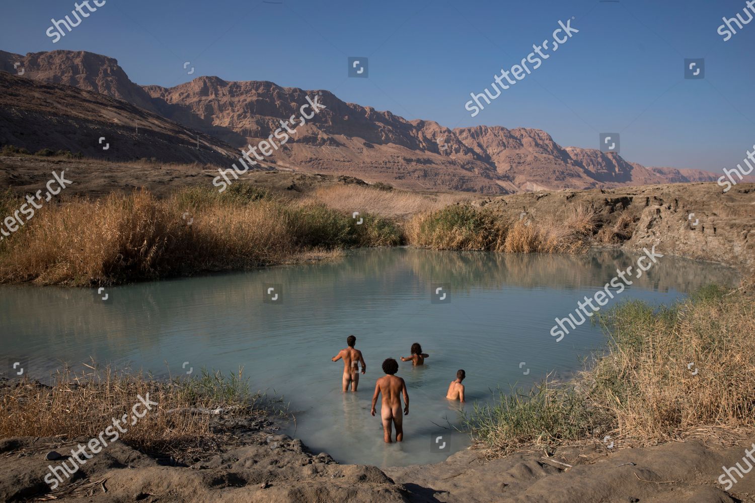 Naturist Campers Bathe Large Sinkhole Metsuke Editorial Stock Photo