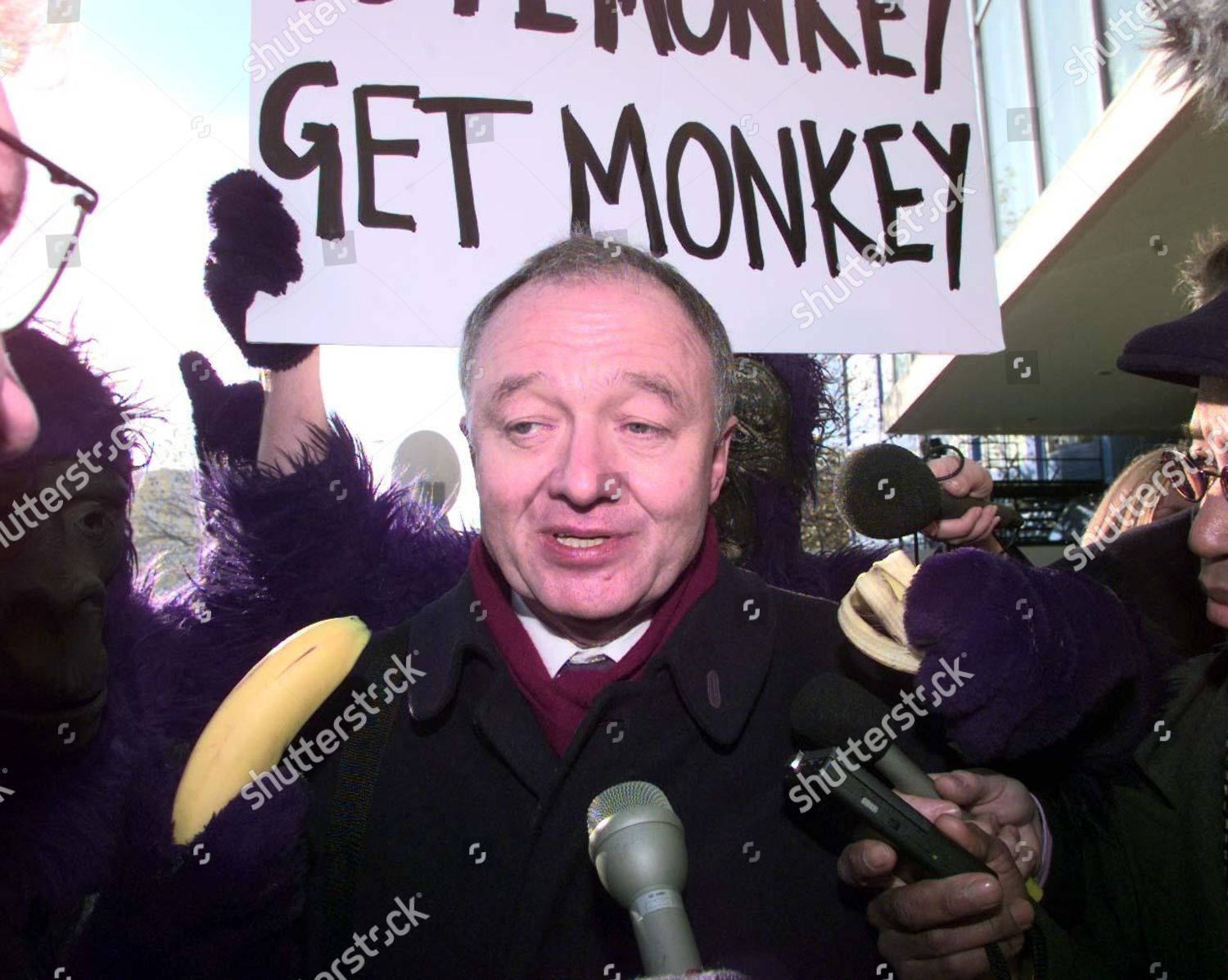 man-monkey-suit-holds-sign-behind-editorial-stock-photo-stock-image