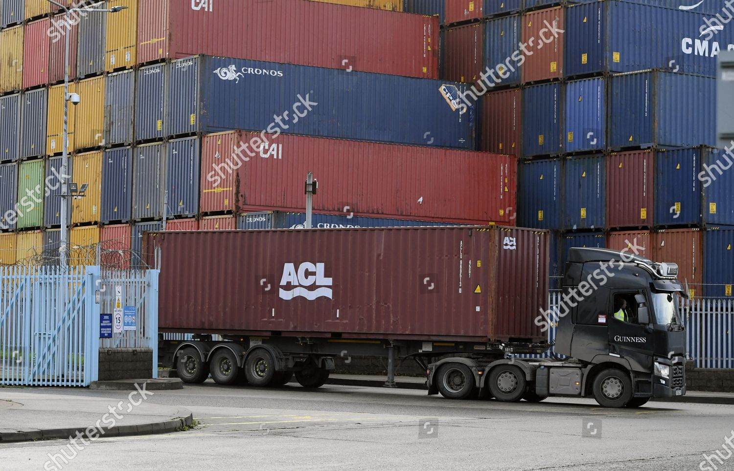 Stacked Shipping Containers Dublin Port Dublin Editorial Stock Photo