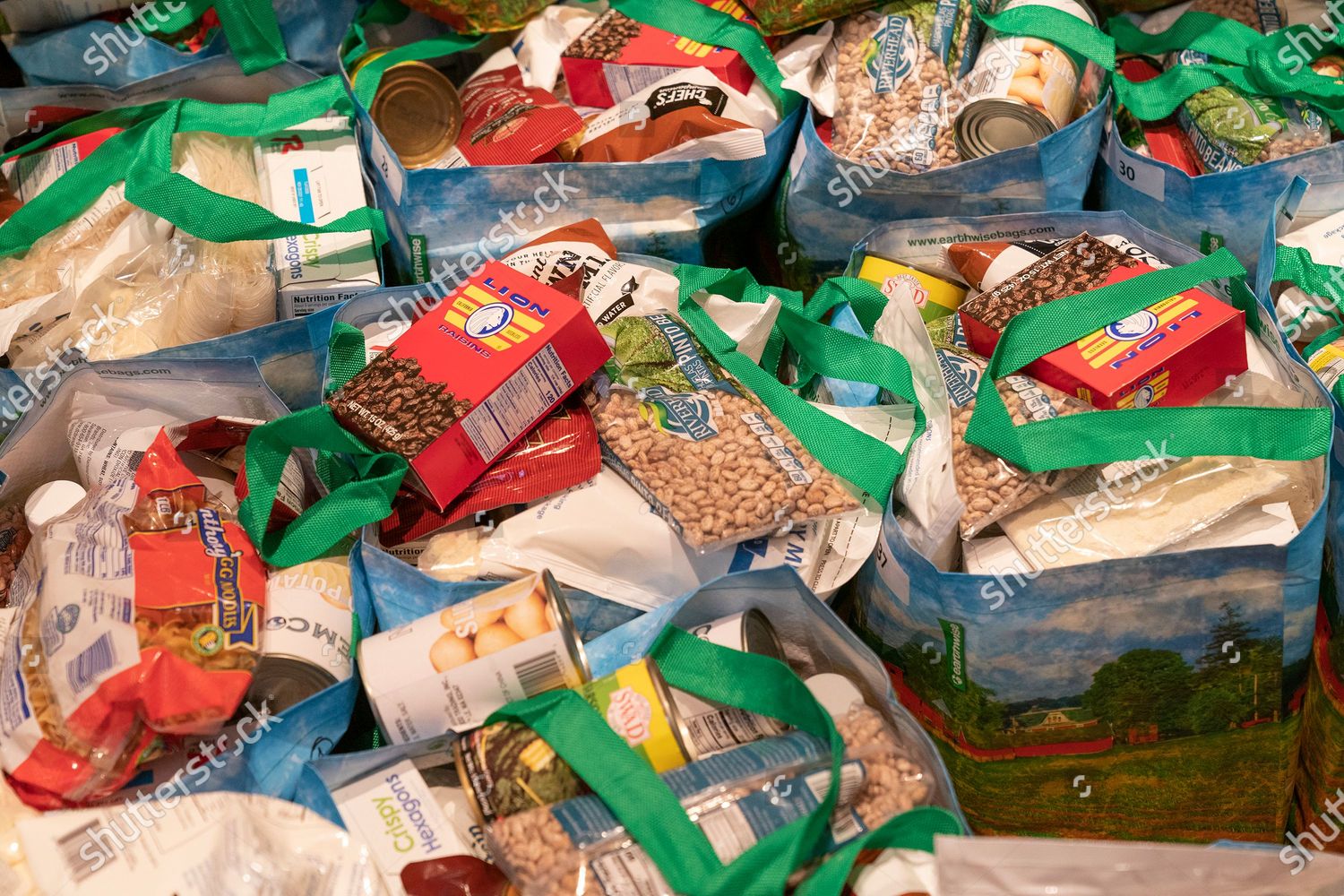 Bags Food Prepared Distribution Needy Families Editorial Stock Photo