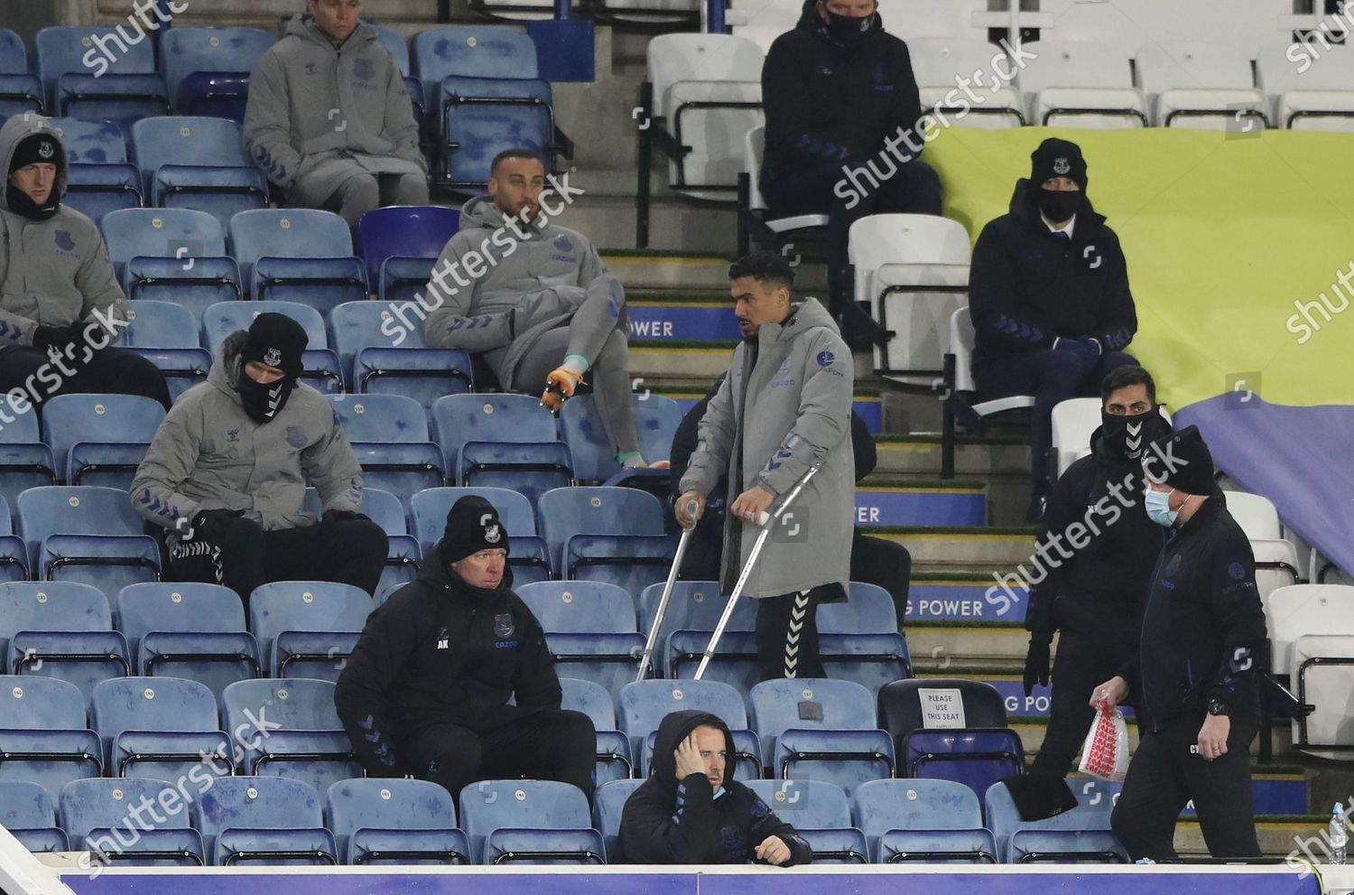 Evertons Allan On Crutches Stands During English Editorial Stock Photo Stock Image Shutterstock