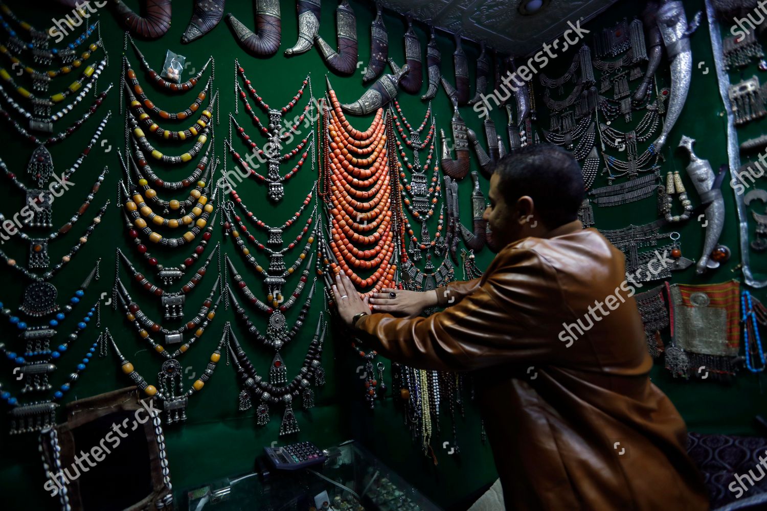 Yemeni Vendor Displays Traditional Handicrafts Sale Editorial Stock ...