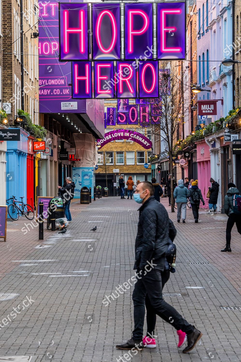 Signs Hope Love Carnaby Street Few Shoppers Editorial Stock Photo Stock Image Shutterstock