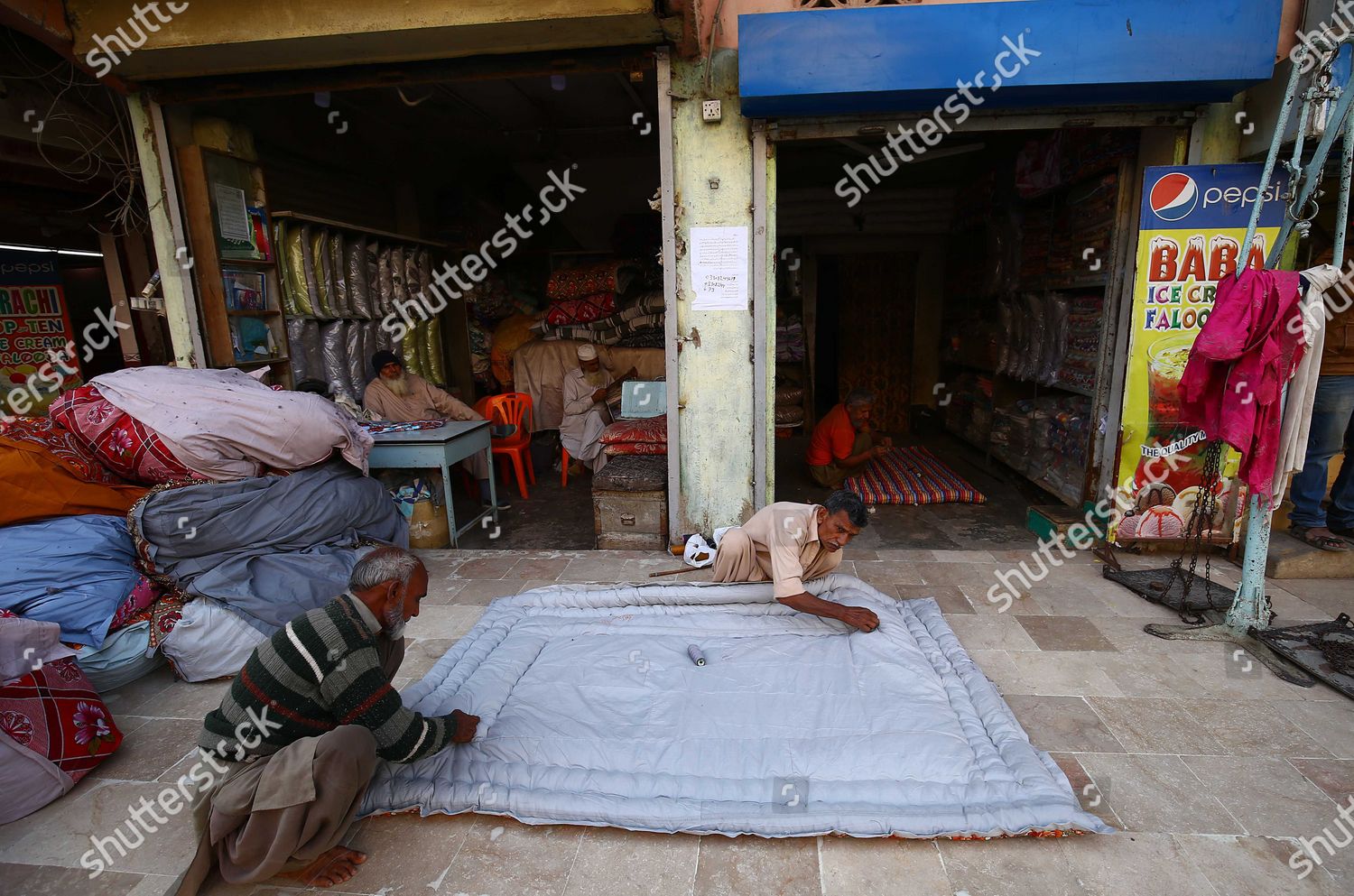 Man Making Quilts His Shop Karachi Editorial Stock Photo Stock Image Shutterstock