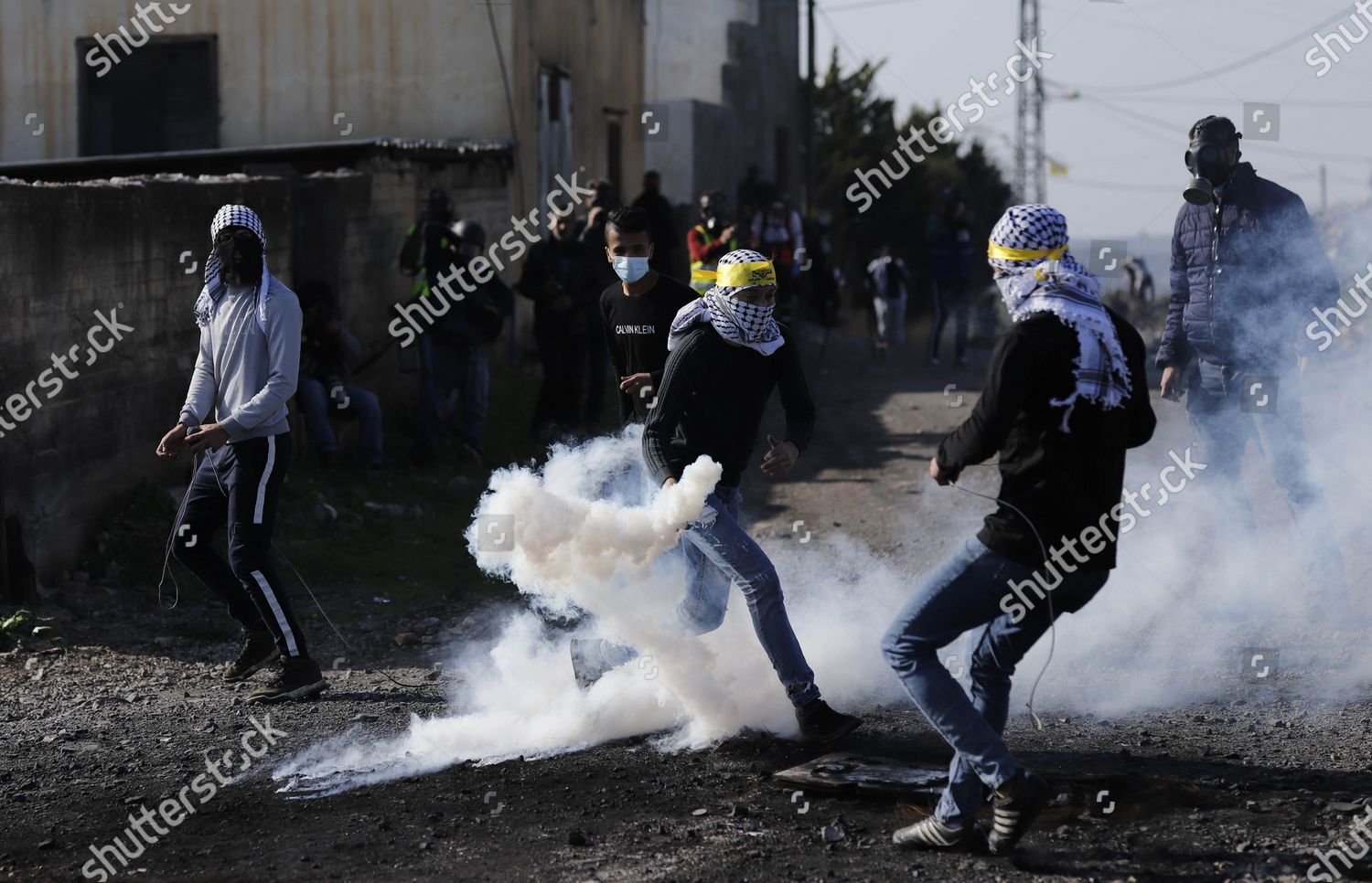 Palestinian Protester Returns Throwing Tear Gas Editorial Stock Photo ...