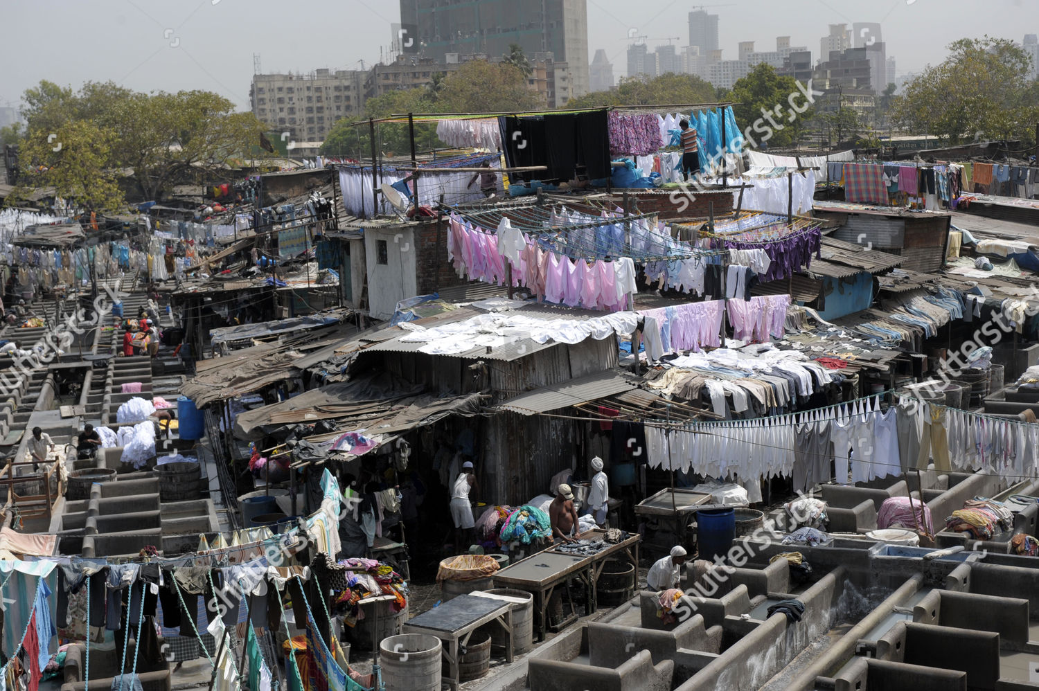 View Dhobi Ghats Mumbai Skyline Background Editorial Stock Photo ...