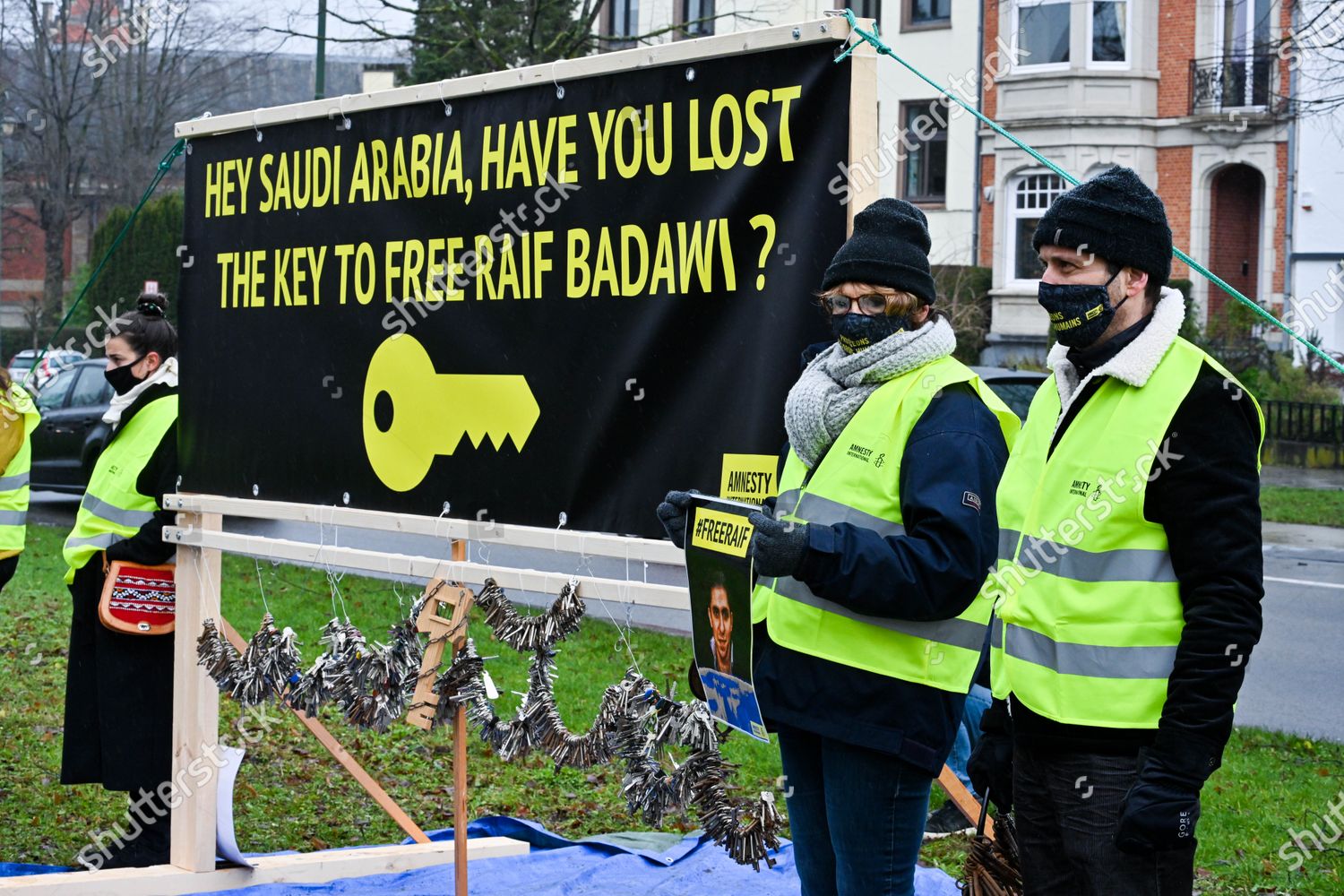 Amnesty International Protest Outside Saudi Arabian Editorial Stock ...