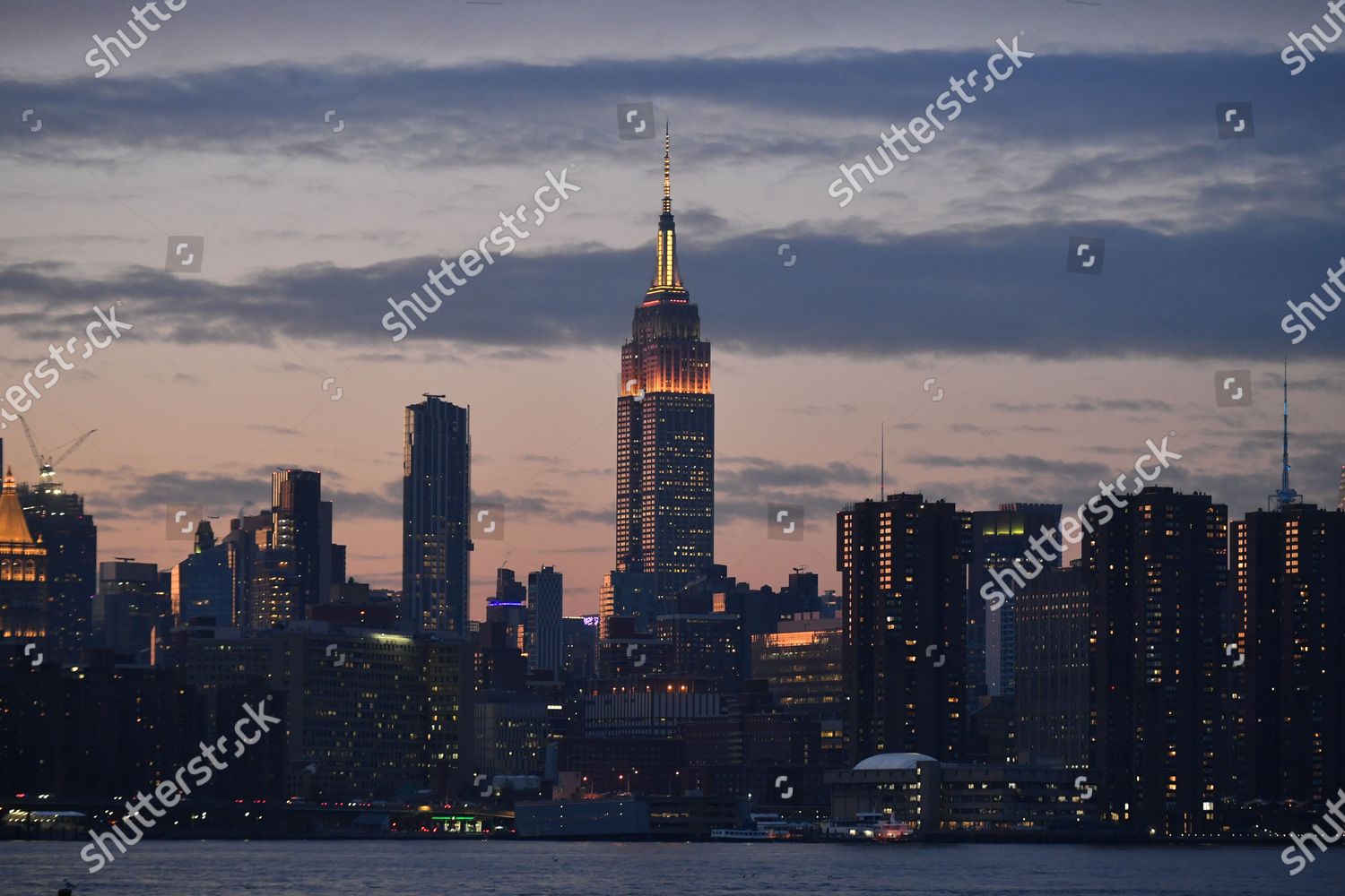 Sun Sets Over Skyline Midtown Manhattan Empire Editorial Stock Photo Stock Image Shutterstock