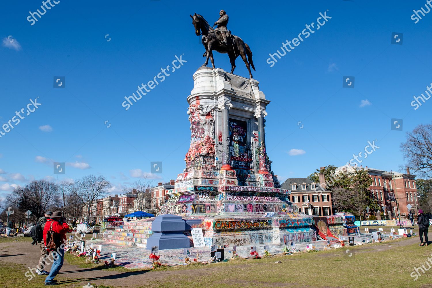 Robert E Lees Statue Covered Graffiti Editorial Stock Photo Stock