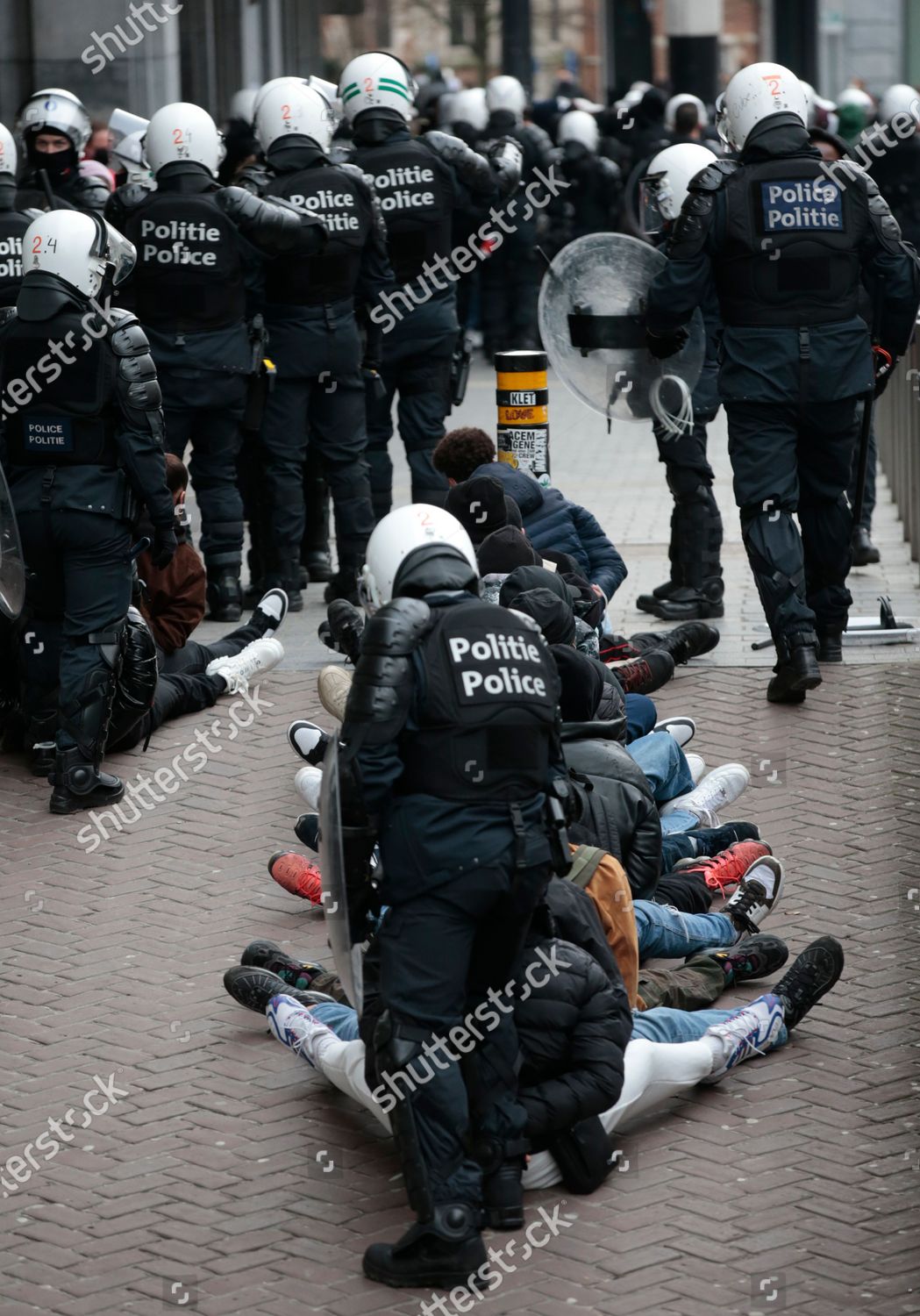 Police Officer Detain People Taking Part Editorial Stock Photo - Stock ...