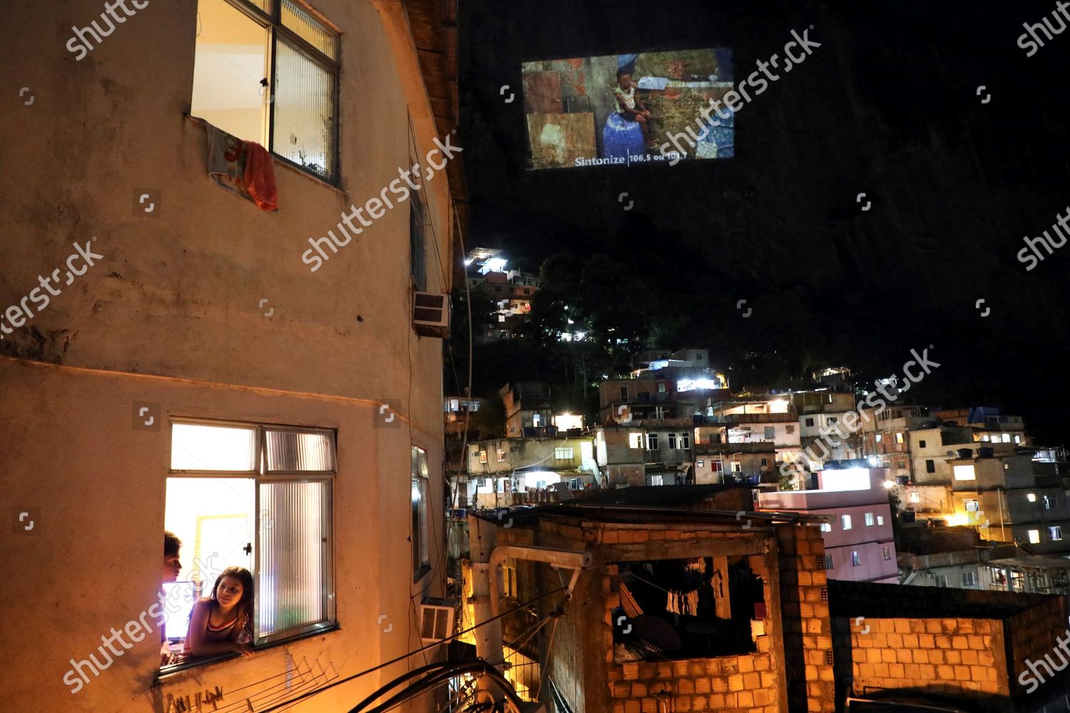 People Watch Movie Being Projected Outdoors On Editorial Stock Photo Stock Image Shutterstock