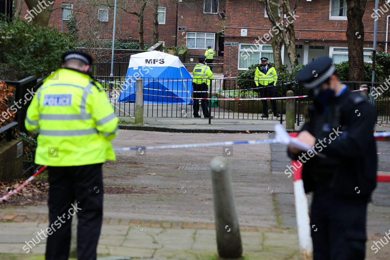 Police Officers Guard Crime Scene On Editorial Stock Photo - Stock ...