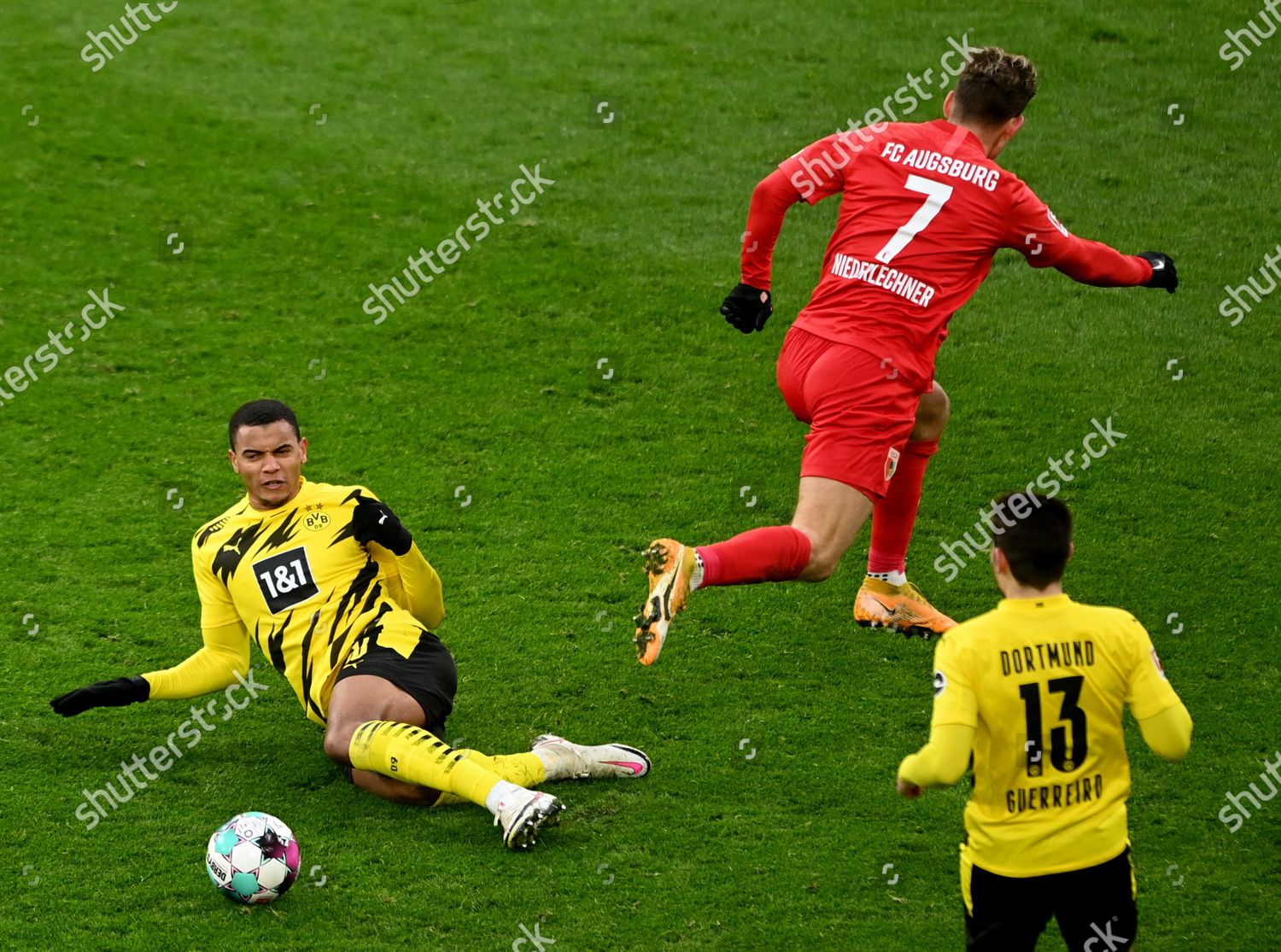 Lr Dortmunds Manuel Akanji Augsburgs Florian Niederlechner Editorial Stock Photo Stock Image Shutterstock