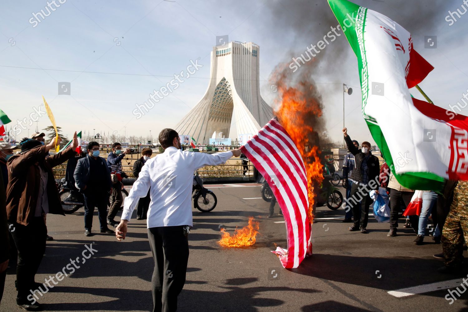 Iranians Burn United States Flag During Editorial Stock Photo - Stock ...