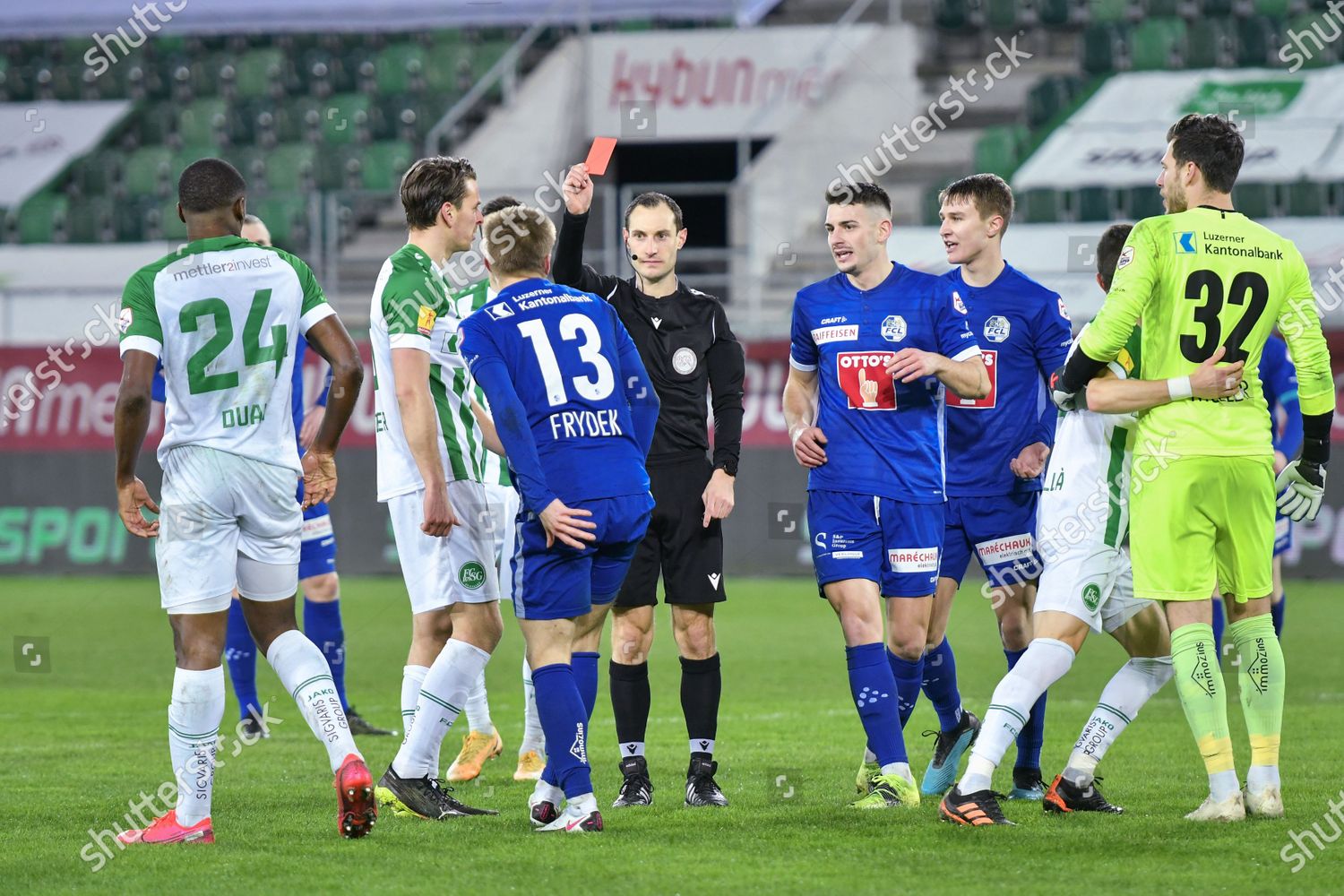 13 Martin Frydek Luzern Receives Red Card Editorial Stock Photo Stock Image Shutterstock