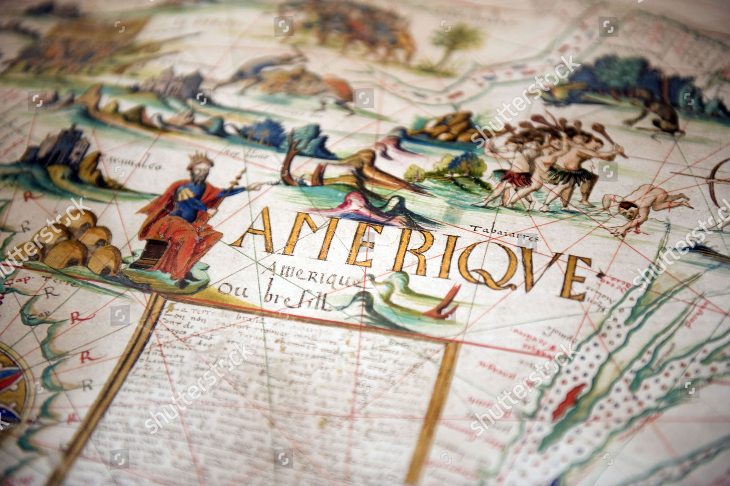 Detail Pierre Desceliers World Map C1550 Editorial Stock Photo Stock