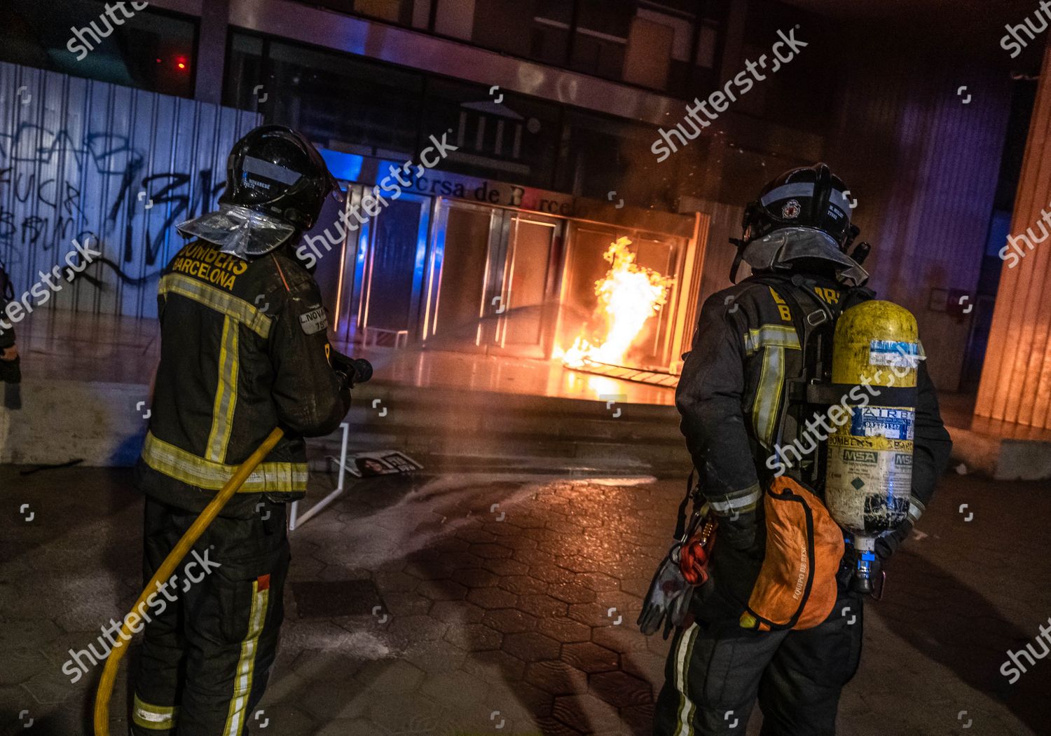 Firefighters Seen Putting Out Fire Gate Editorial Stock Photo - Stock ...