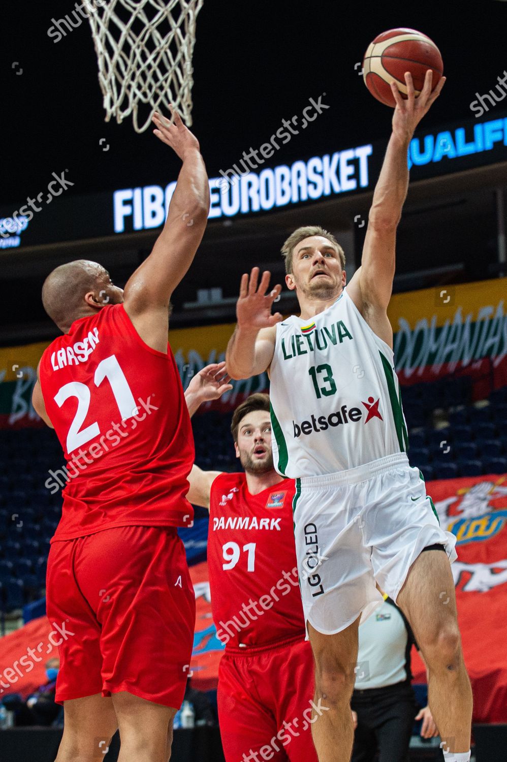 Vaidas Kariniauskas R Lithuania goes basket during Editorial Stock