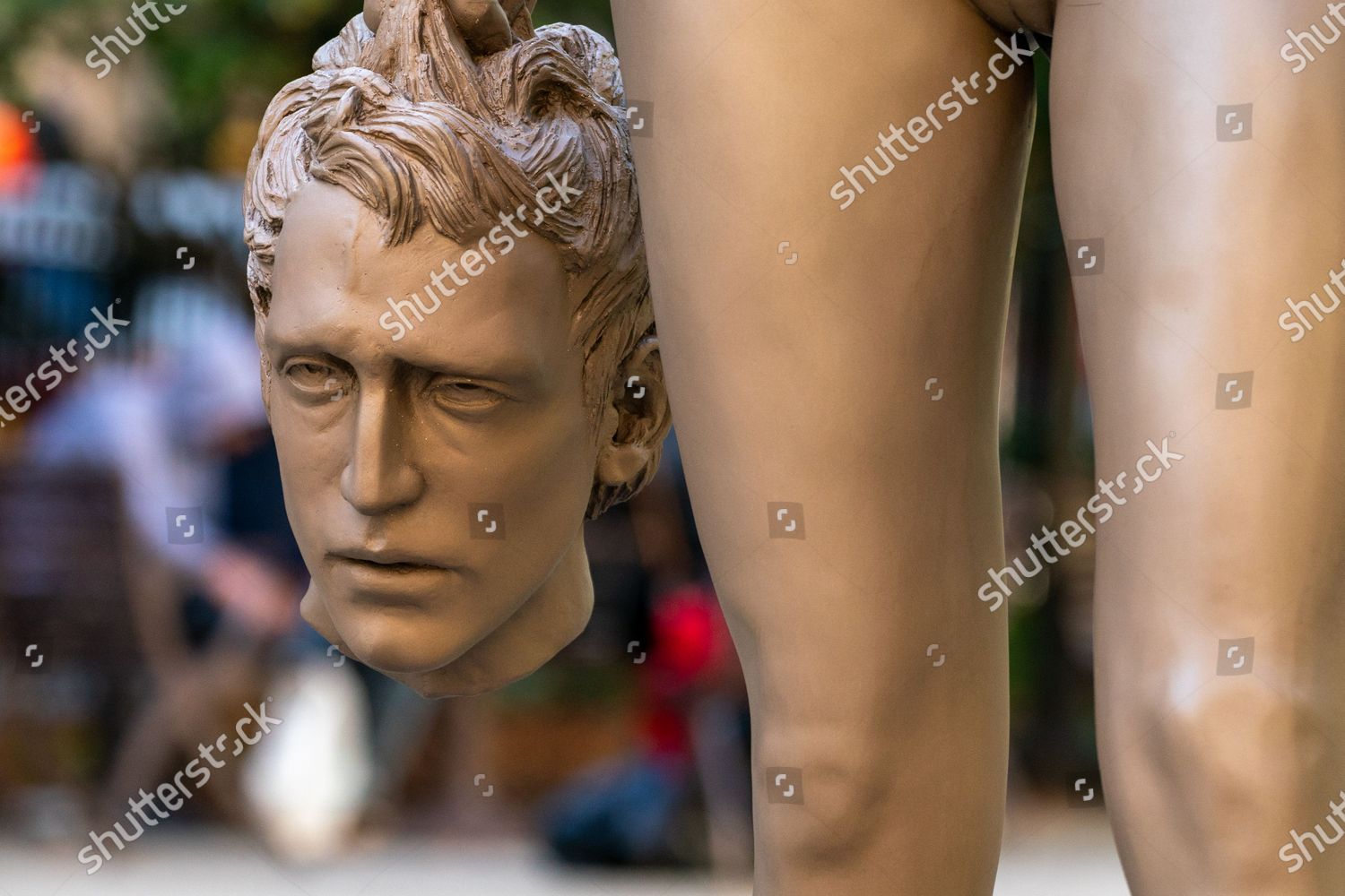 Newly installed statue Medusa Head Perseus by Editorial Stock Photo