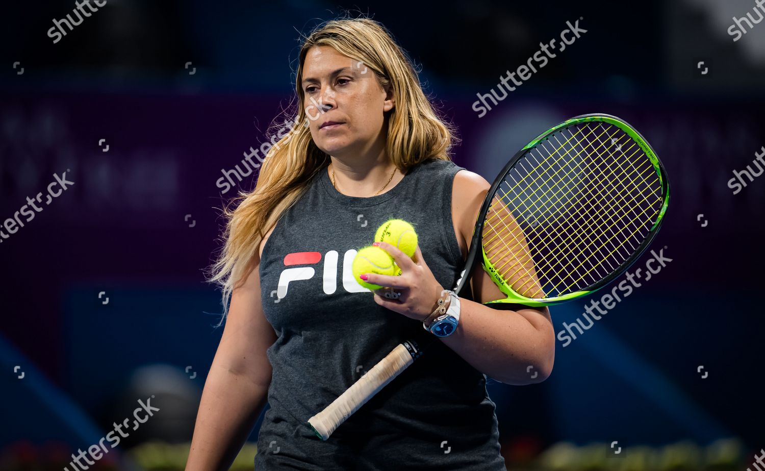 Marion Bartoli during practice Jelena Ostapenko ahead Editorial Stock