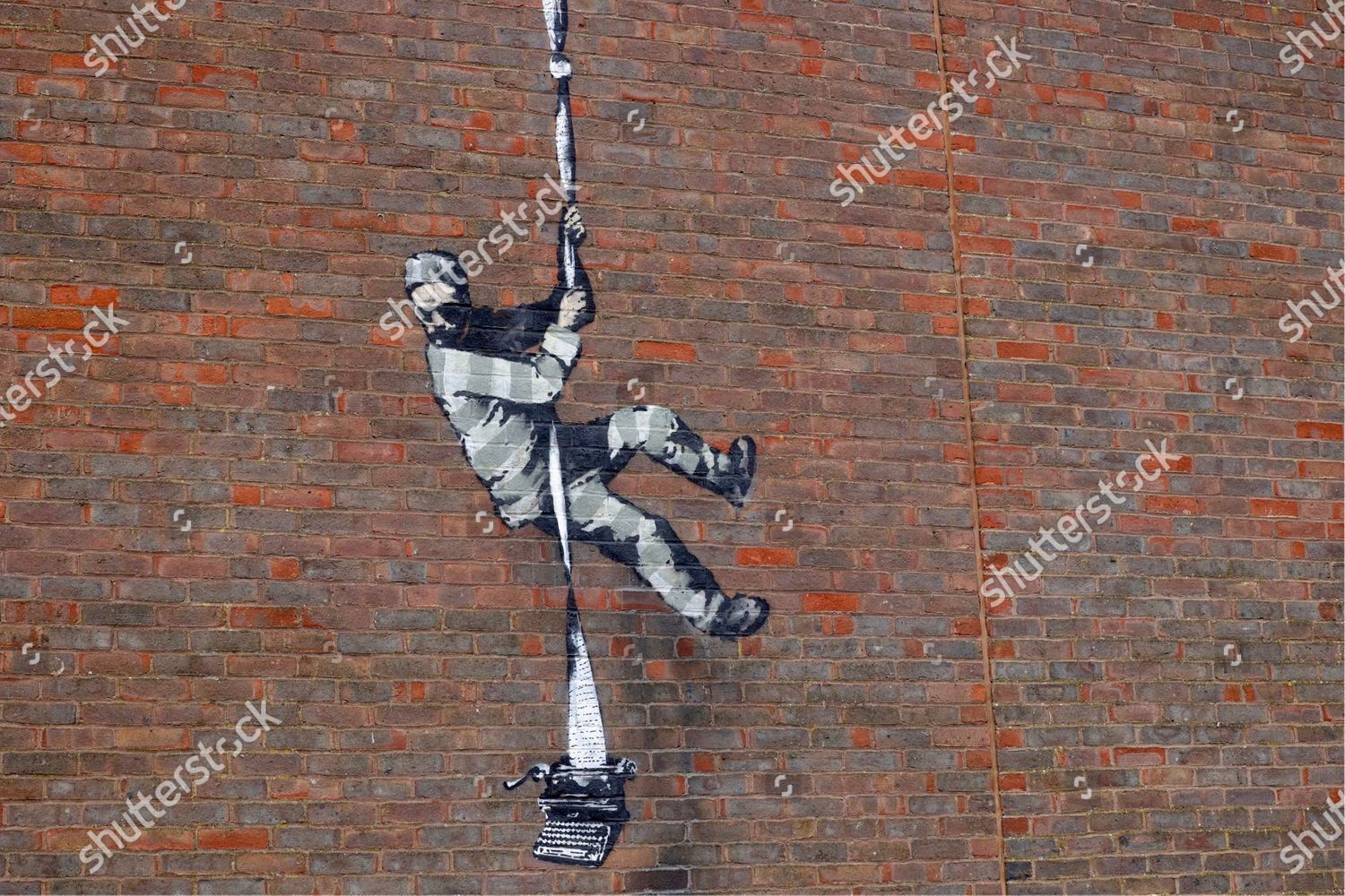 Possible Banksy Artwork Depicting Escaping Inmate Editorial Stock Photo ...