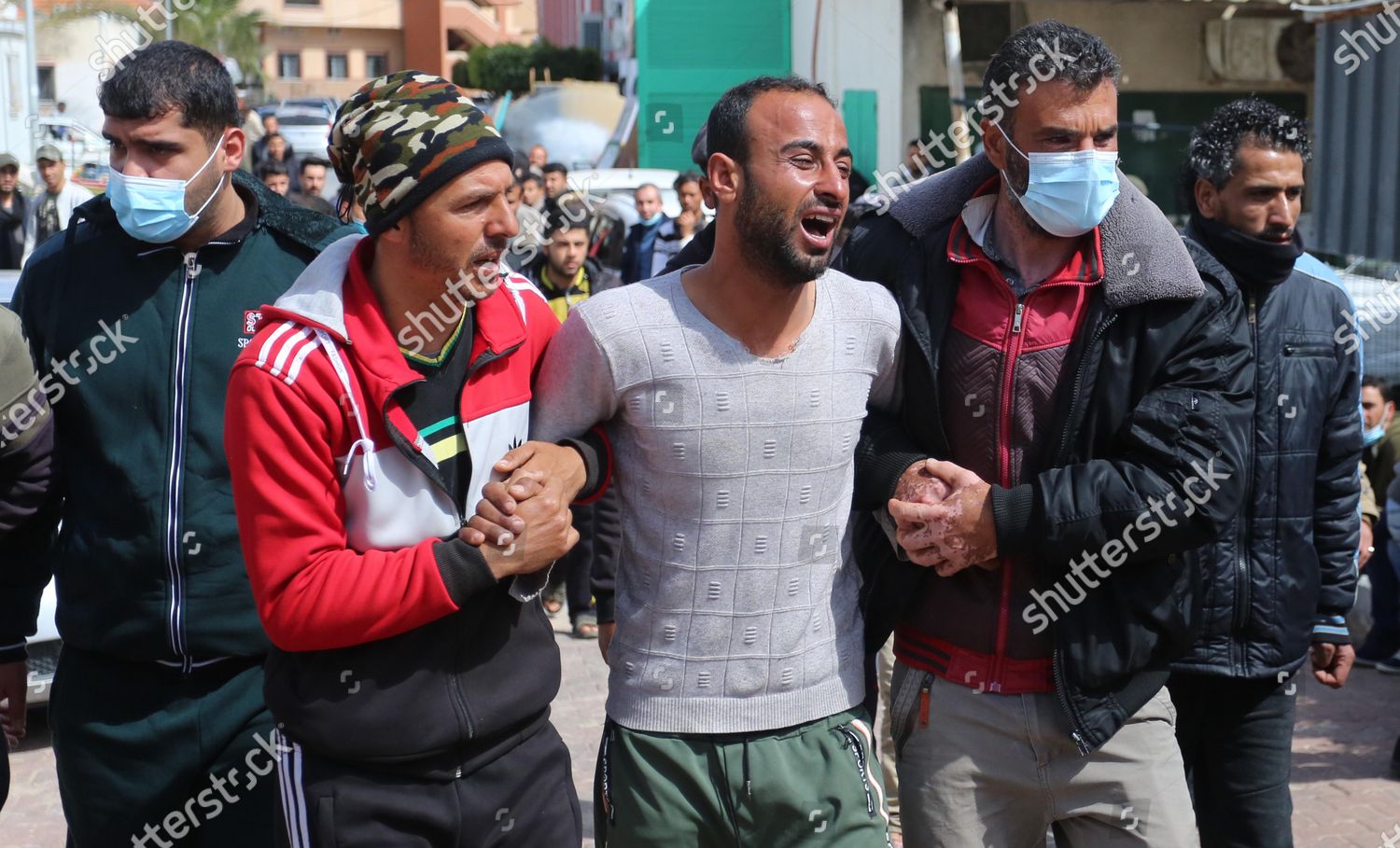 Palestinian Relatives Three Fishermen Cry Nasser Editorial Stock Photo 