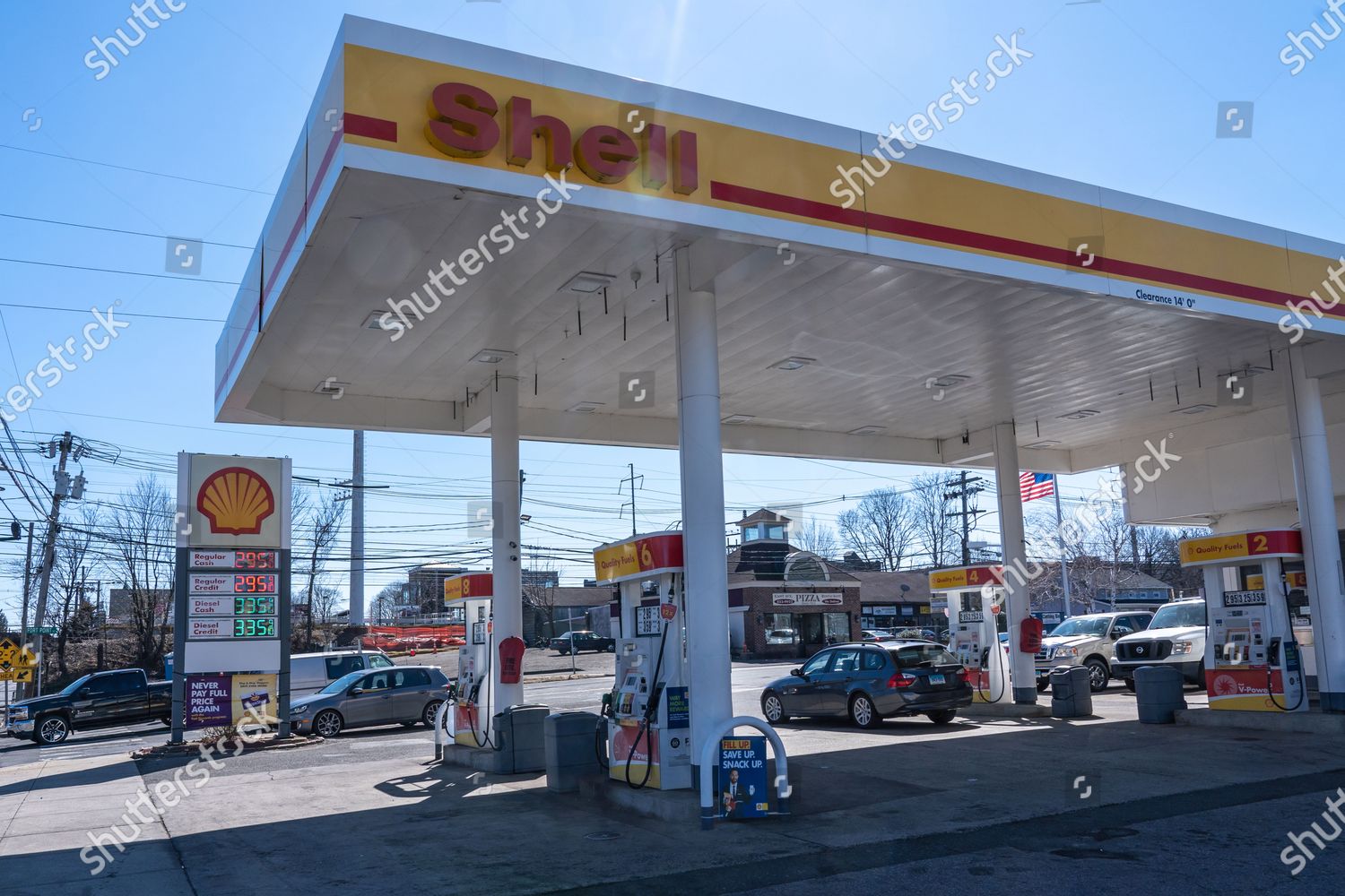 View Shell Gas Station Norwalk Connecticut Editorial Stock Photo
